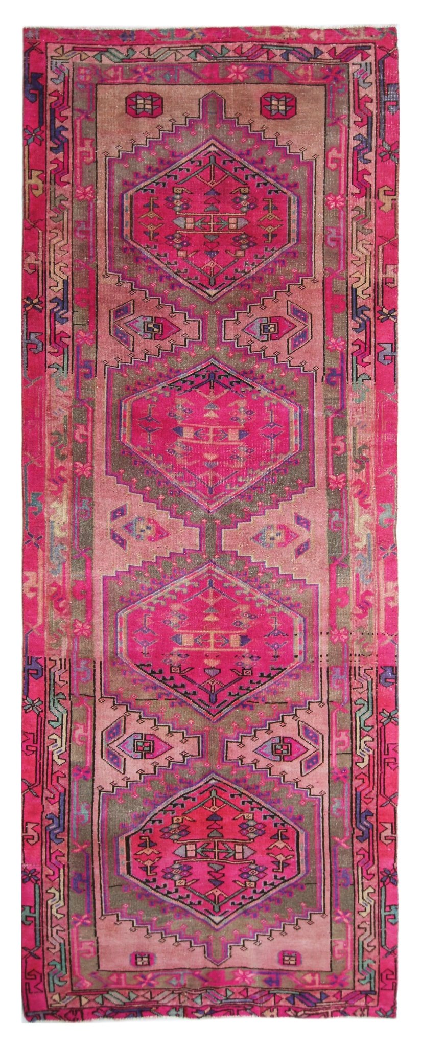 Handmade Vintage Persian Hallway Runner | 290 x 107 cm | 9'6" x 3'6" - Najaf Rugs & Textile