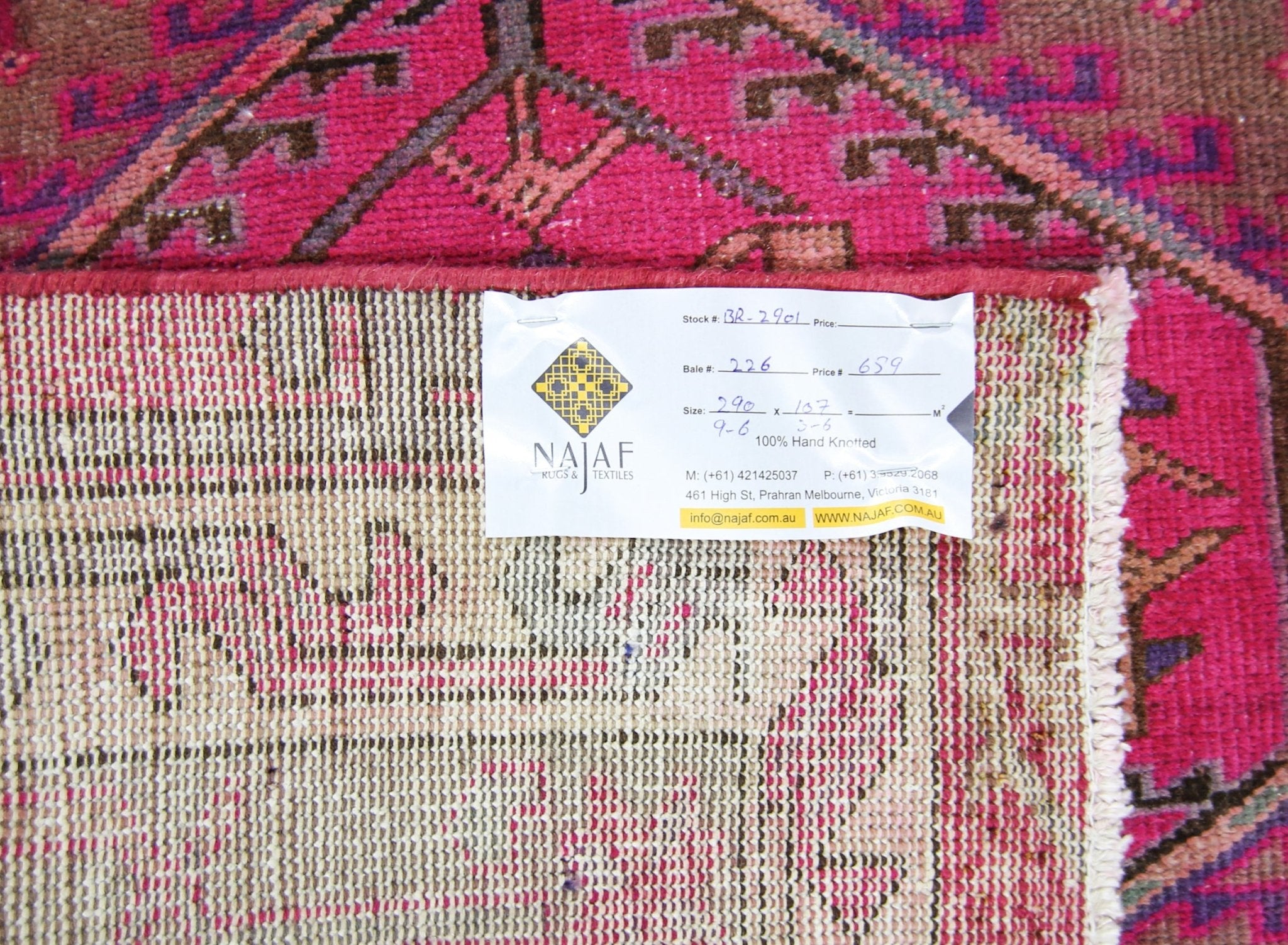 Handmade Vintage Persian Hallway Runner | 290 x 107 cm | 9'6" x 3'6" - Najaf Rugs & Textile