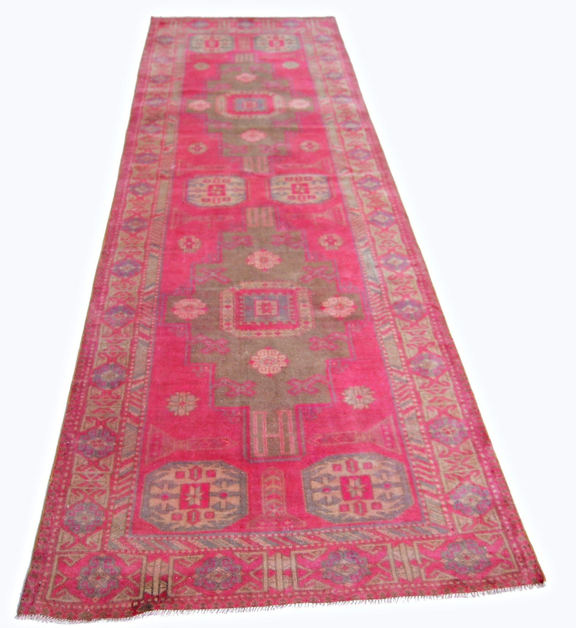 Handmade Vintage Persian Hallway Runner | 292 x 105 cm | 9'7" x 3'5" - Najaf Rugs & Textile