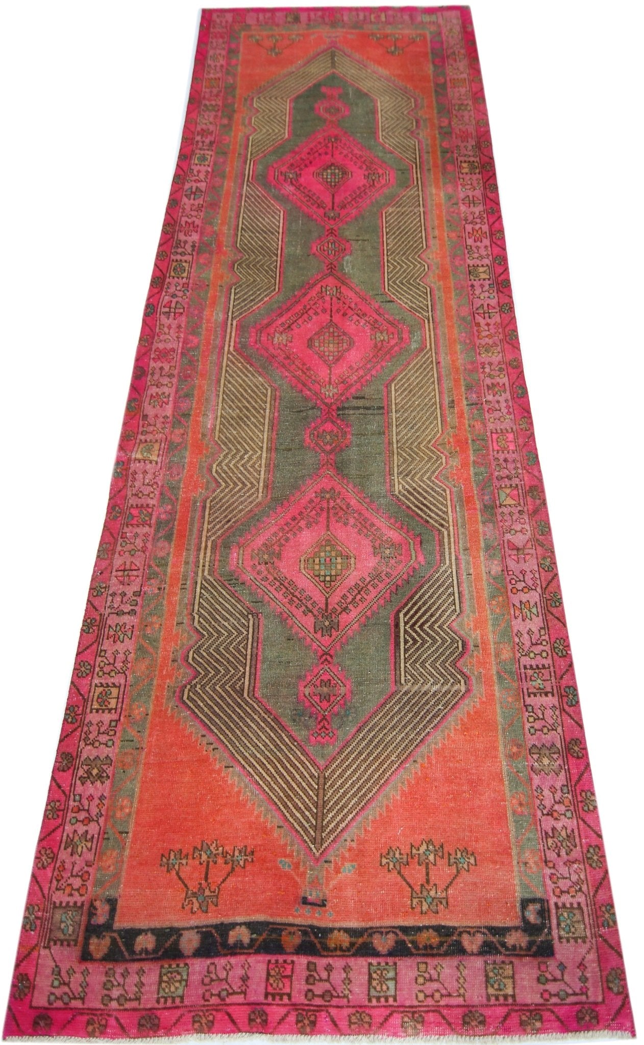 Handmade Vintage Persian Hallway Runner | 292 x 106 cm | 9'7" x 3'6" - Najaf Rugs & Textile