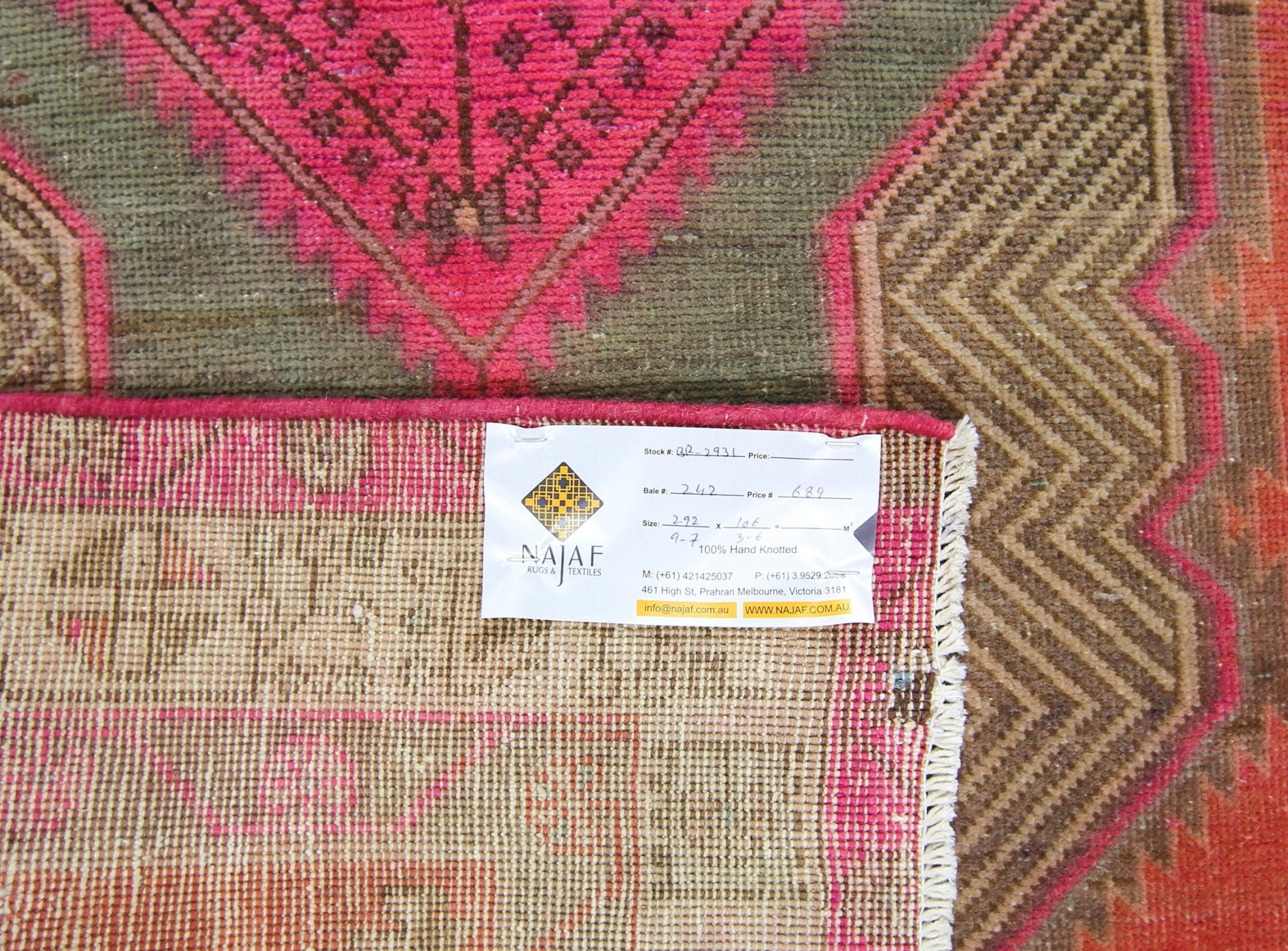 Handmade Vintage Persian Hallway Runner | 292 x 106 cm | 9'7" x 3'6" - Najaf Rugs & Textile