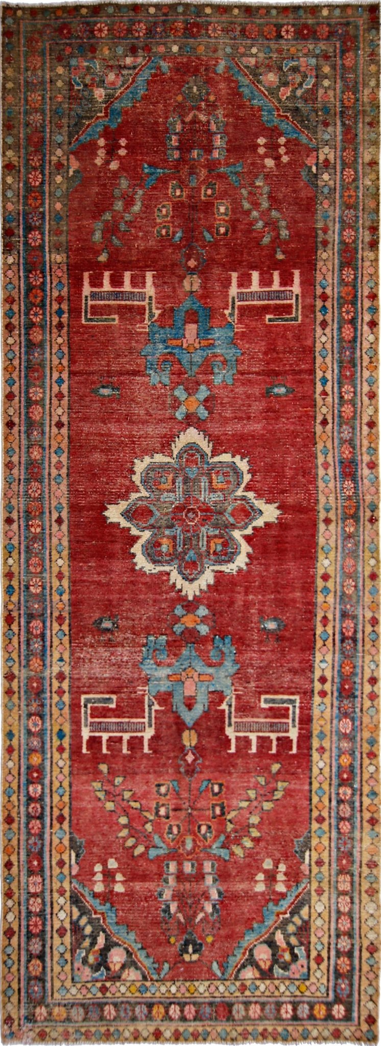 Handmade Vintage Persian Hallway Runner | 293 x 103 cm | 9'7" x 3'4" - Najaf Rugs & Textile
