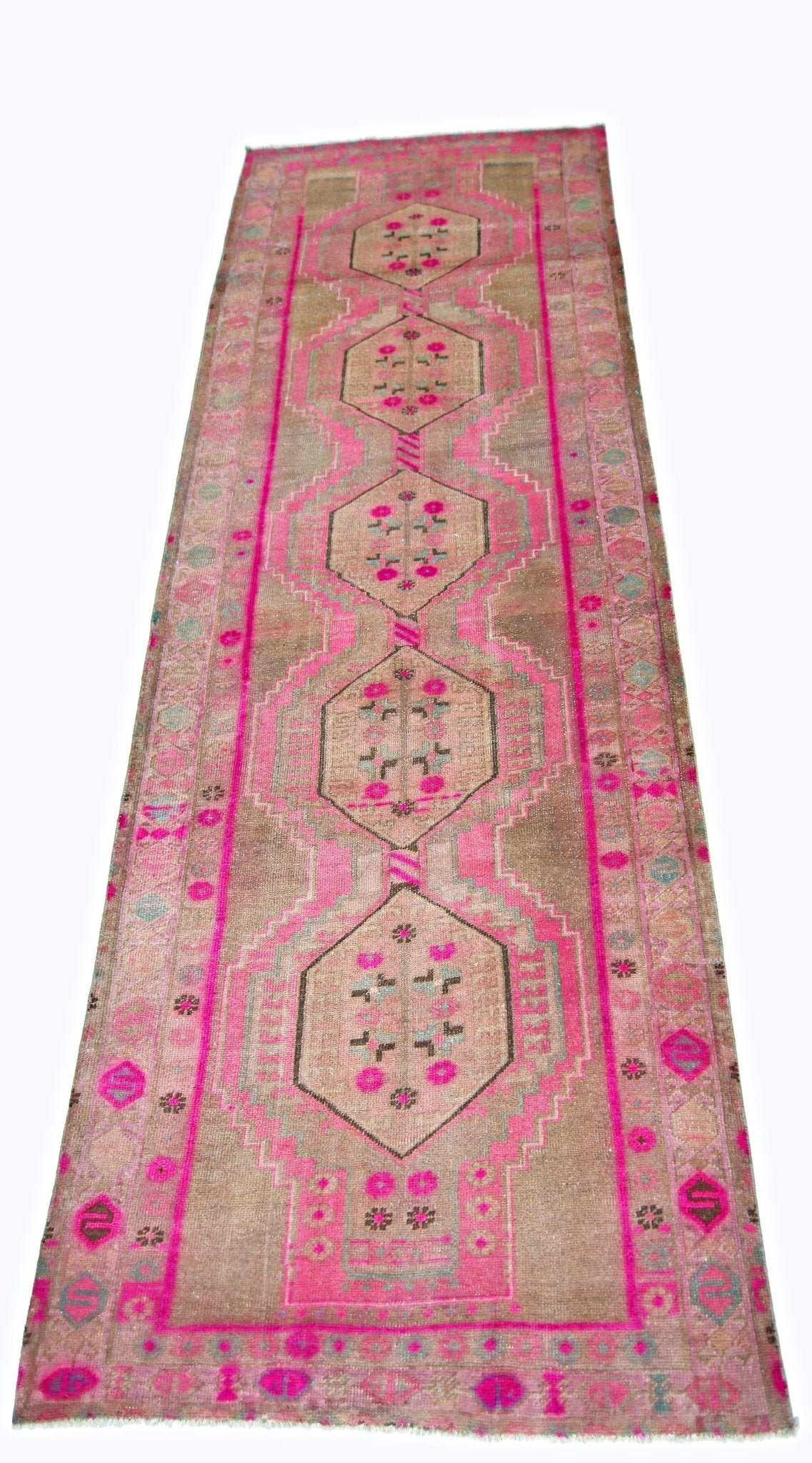 Handmade Vintage Persian Hallway Runner | 293 x 110 cm | 9'8" x 3'7" - Najaf Rugs & Textile