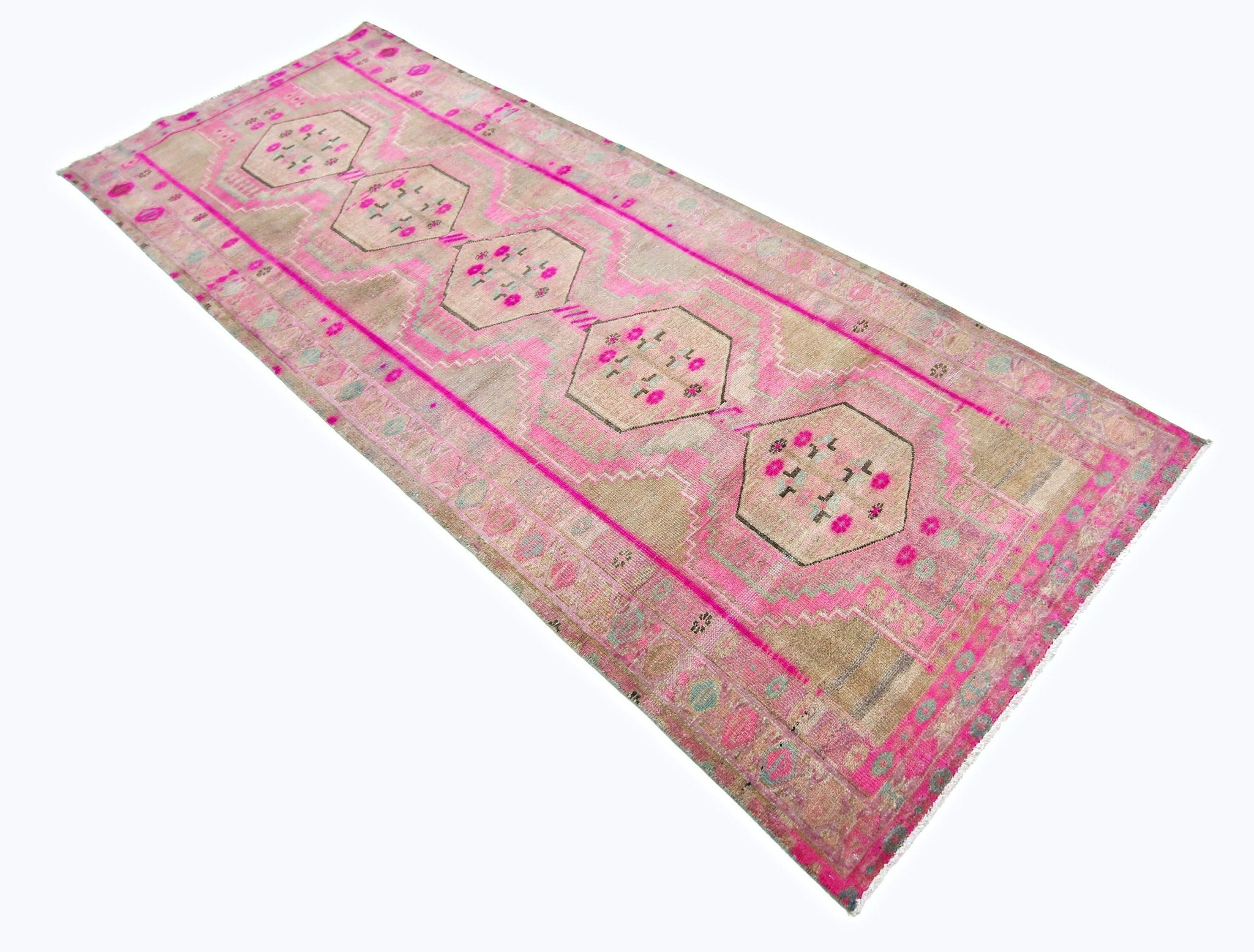 Handmade Vintage Persian Hallway Runner | 293 x 110 cm | 9'8" x 3'7" - Najaf Rugs & Textile