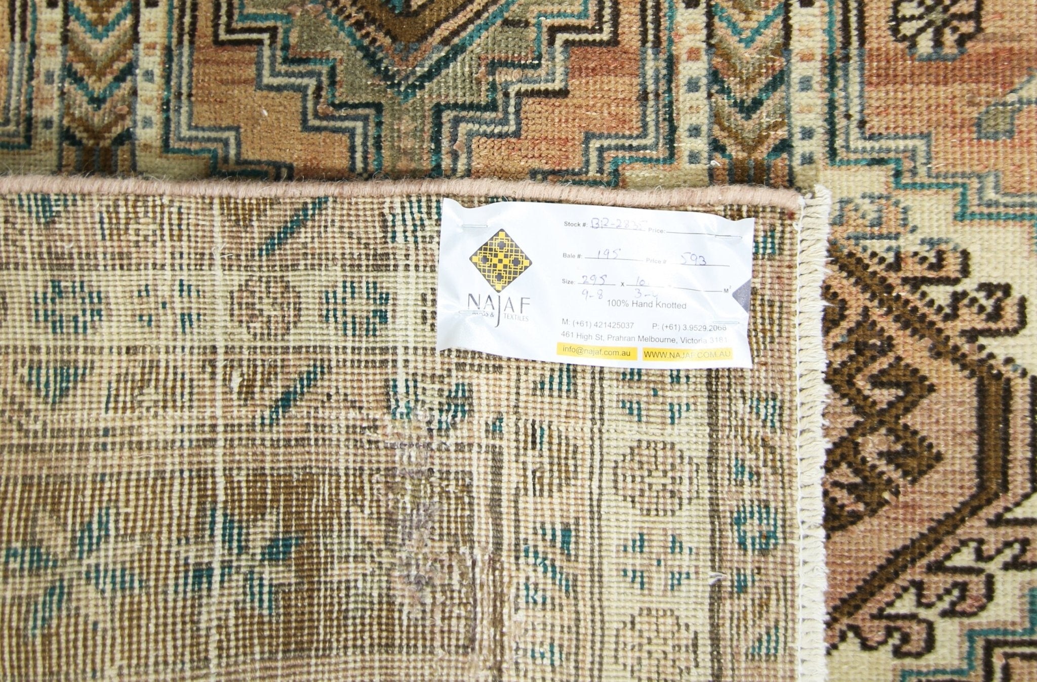 Handmade Vintage Persian Hallway Runner | 295 x 101 cm | 9'8" x 3'4" - Najaf Rugs & Textile