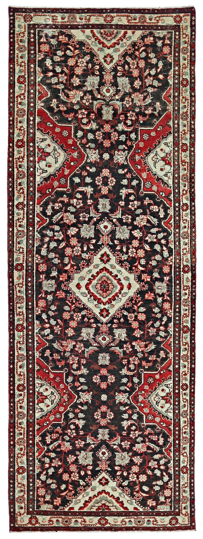 Handmade Vintage Persian Hallway Runner | 295 x 102 cm | 9'8" x 3'5" - Najaf Rugs & Textile