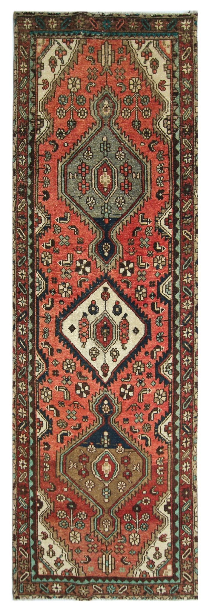 Handmade Vintage Persian Hallway Runner | 295 x 94 cm | 9'8" x 3'1" - Najaf Rugs & Textile