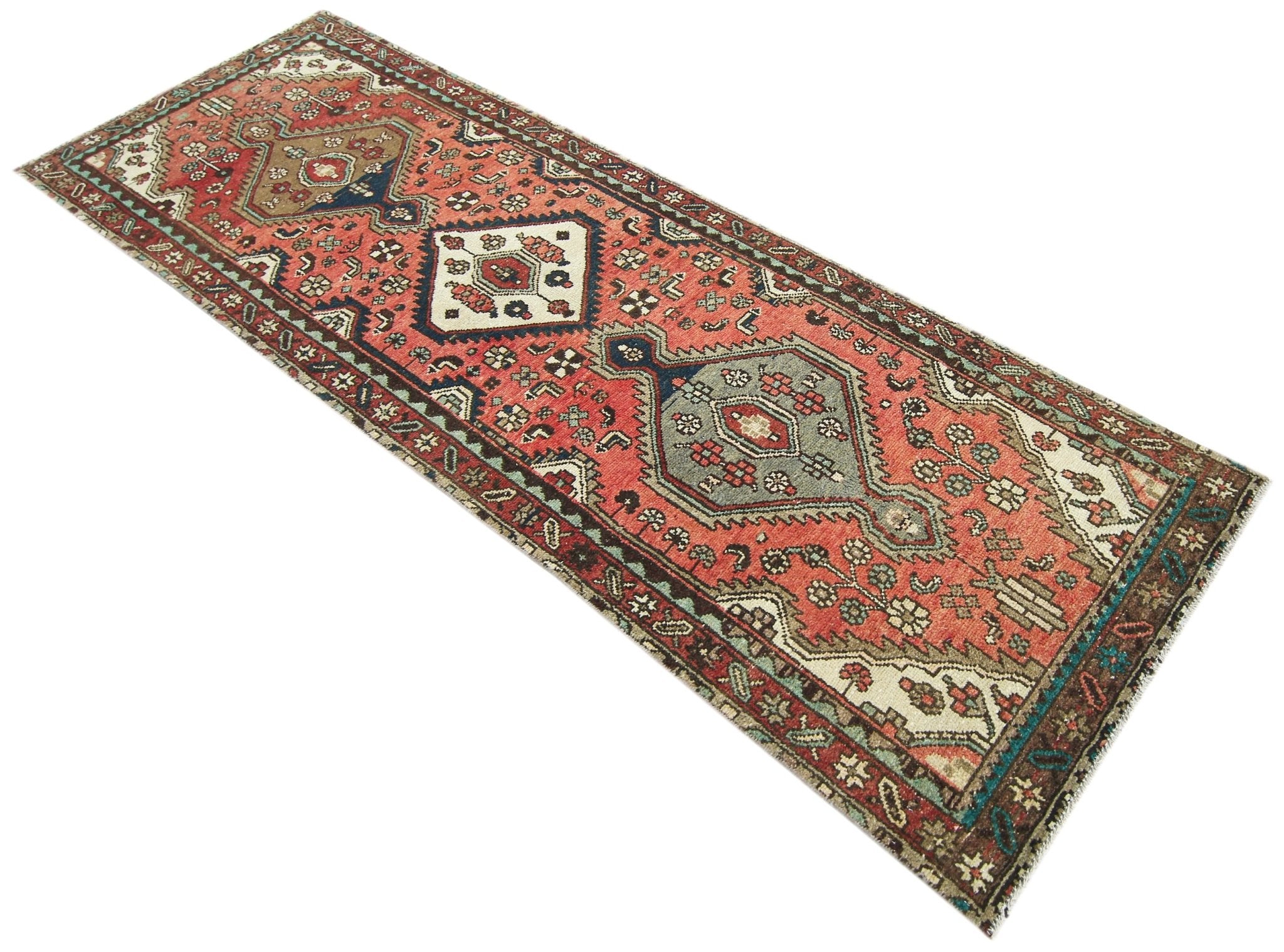 Handmade Vintage Persian Hallway Runner | 295 x 94 cm | 9'8" x 3'1" - Najaf Rugs & Textile