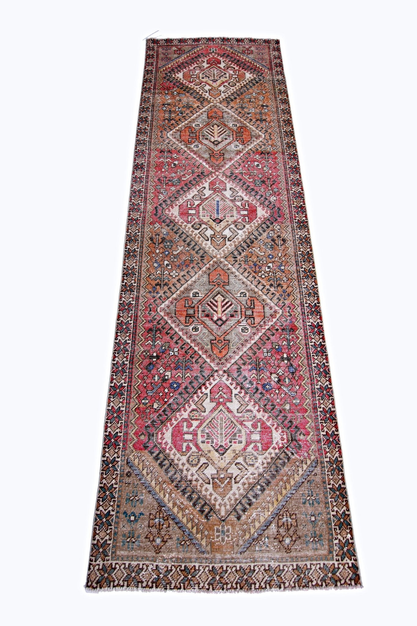 Handmade Vintage Persian Hallway Runner | 296 x 103 cm | 9'9" x 3'5" - Najaf Rugs & Textile