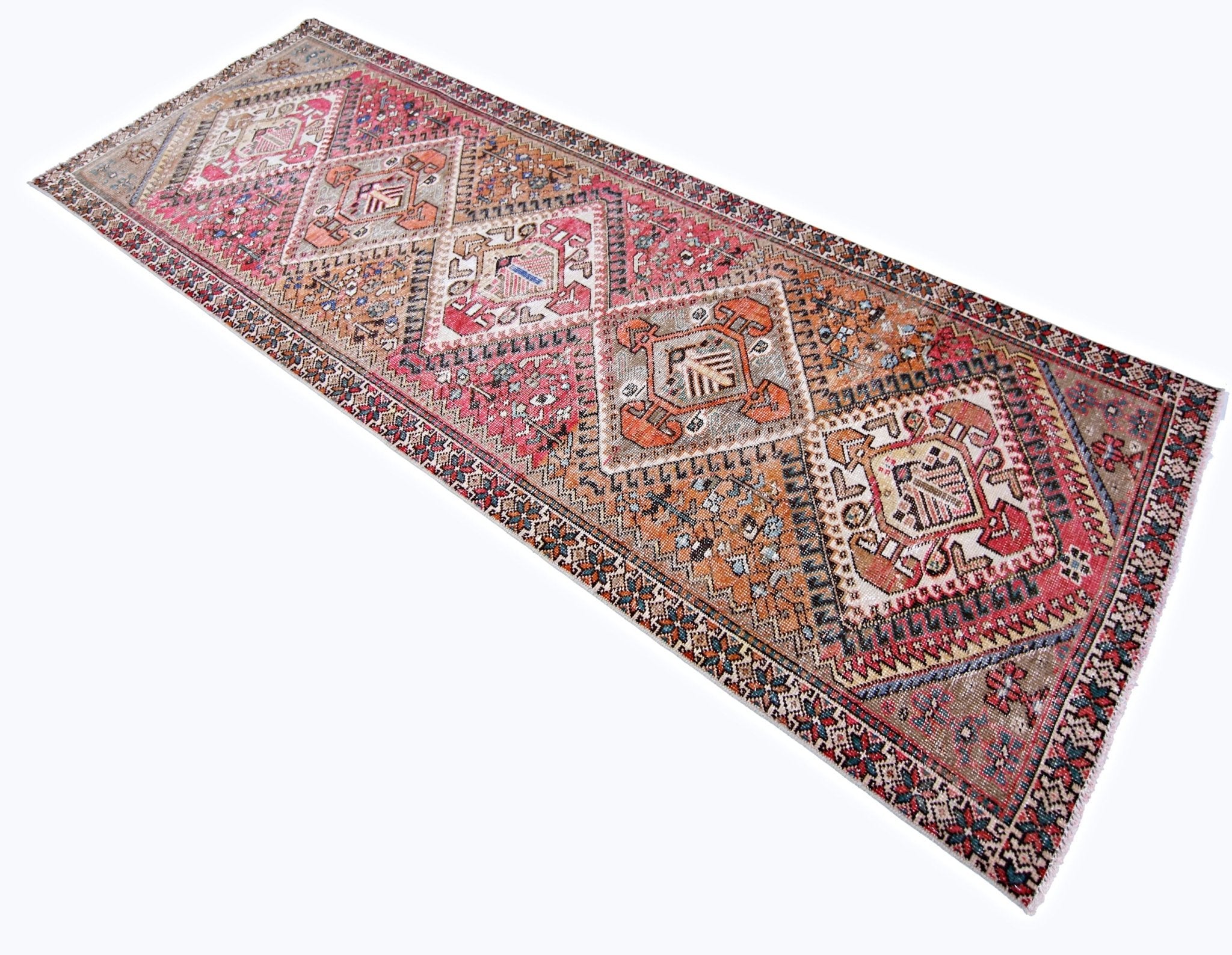 Handmade Vintage Persian Hallway Runner | 296 x 103 cm | 9'9" x 3'5" - Najaf Rugs & Textile