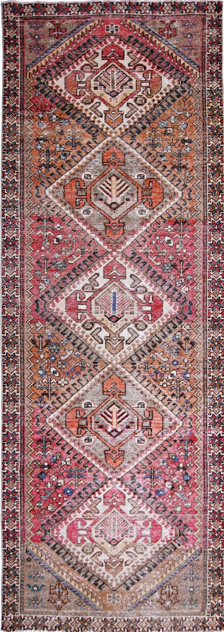 Handmade Vintage Persian Hallway Runner | 296 x 103 cm | 9'9" x 3'5" - Najaf Rugs & Textile