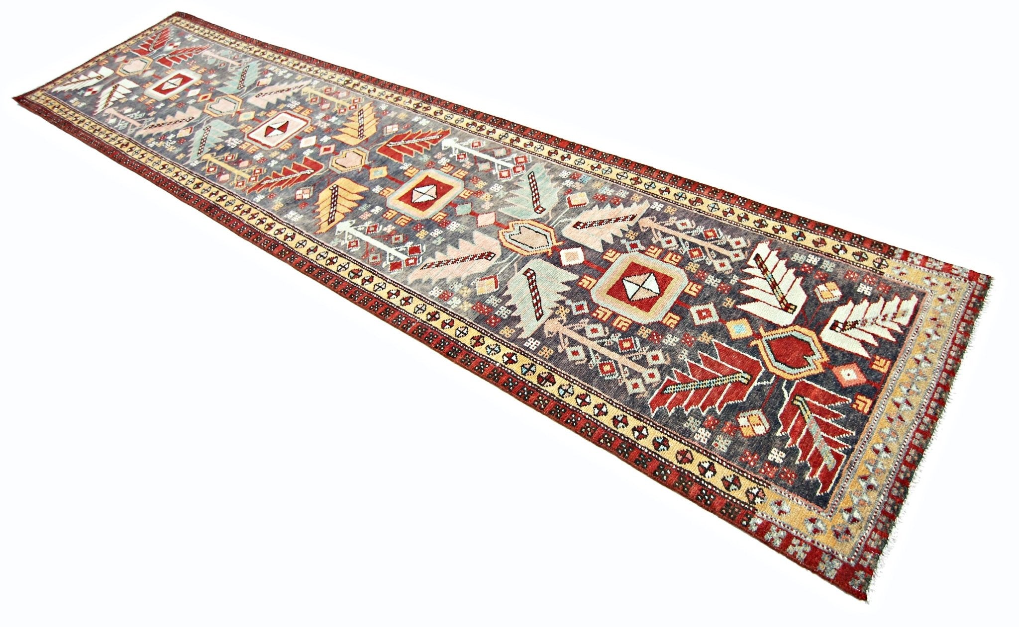 Handmade Vintage Persian Hallway Runner | 296 x 63 cm | 9'8" x 2'1" - Najaf Rugs & Textile