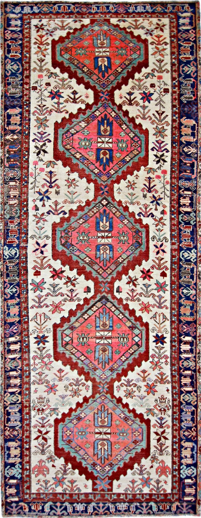 Handmade Vintage Persian Hallway Runner | 297 x 113 cm | 9'9" x 3'8" - Najaf Rugs & Textile