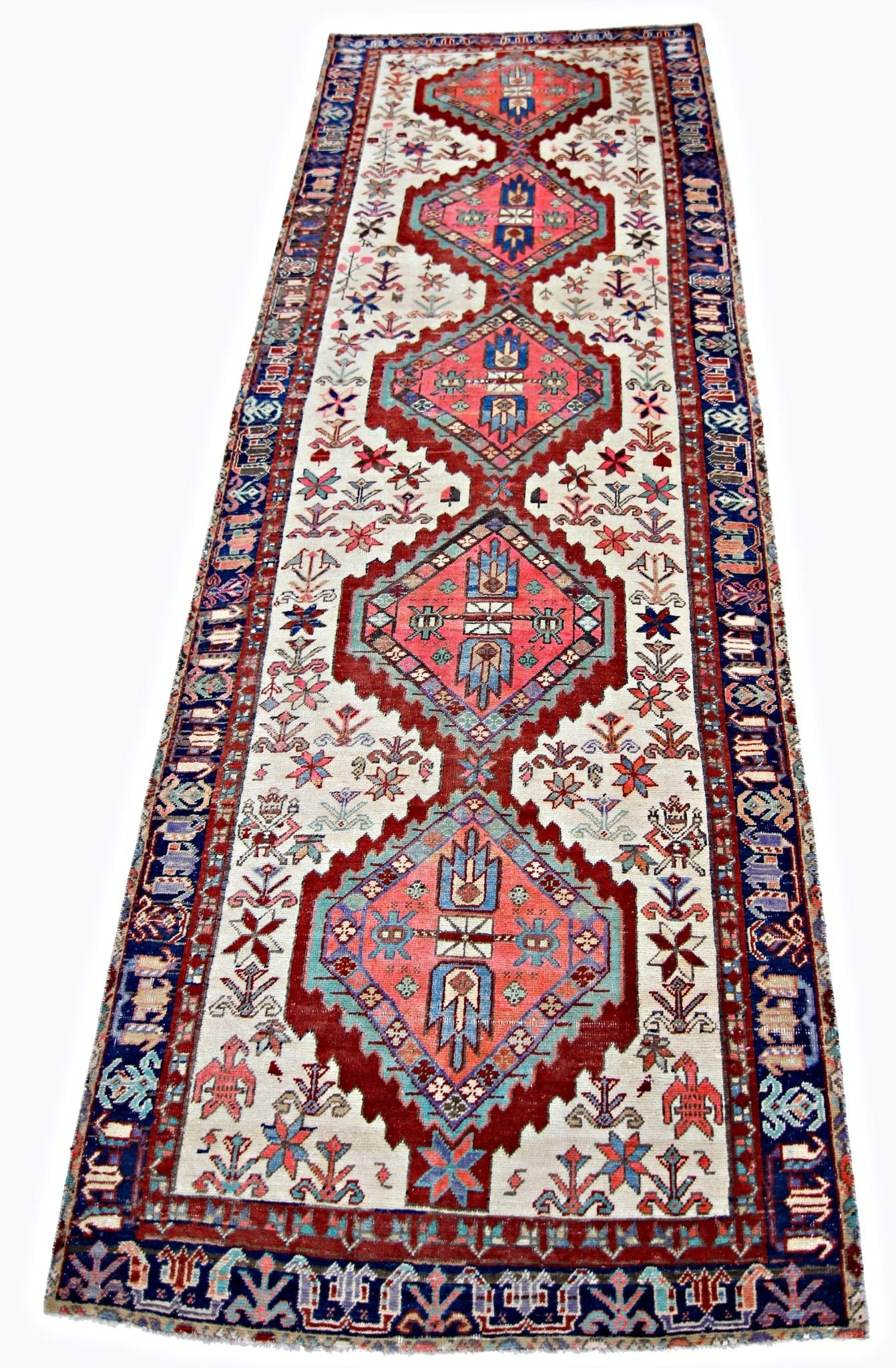 Handmade Vintage Persian Hallway Runner | 297 x 113 cm | 9'9" x 3'8" - Najaf Rugs & Textile