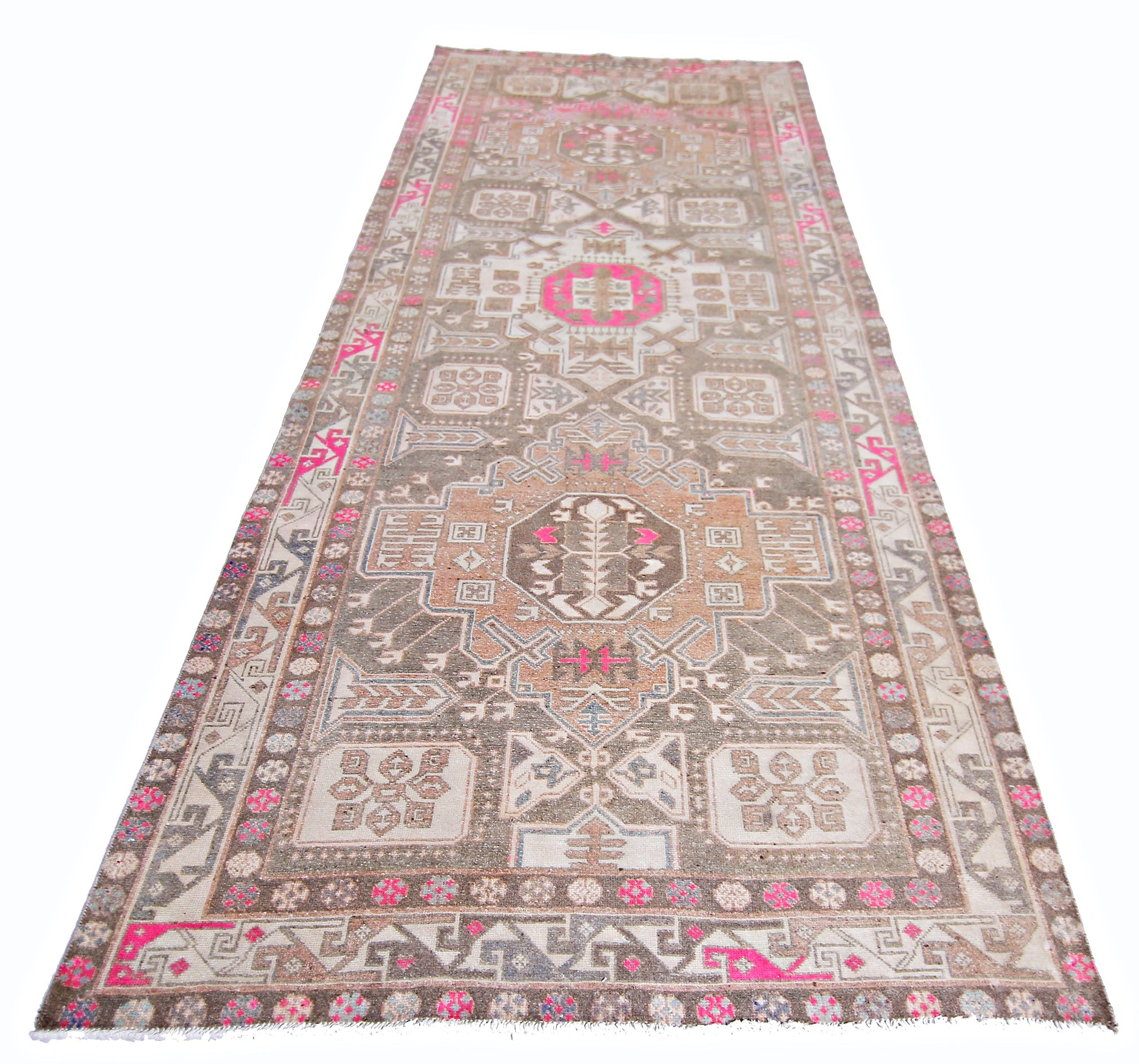Handmade Vintage Persian Hallway Runner | 297 x 116 cm | 9'9" x 3'10" - Najaf Rugs & Textile