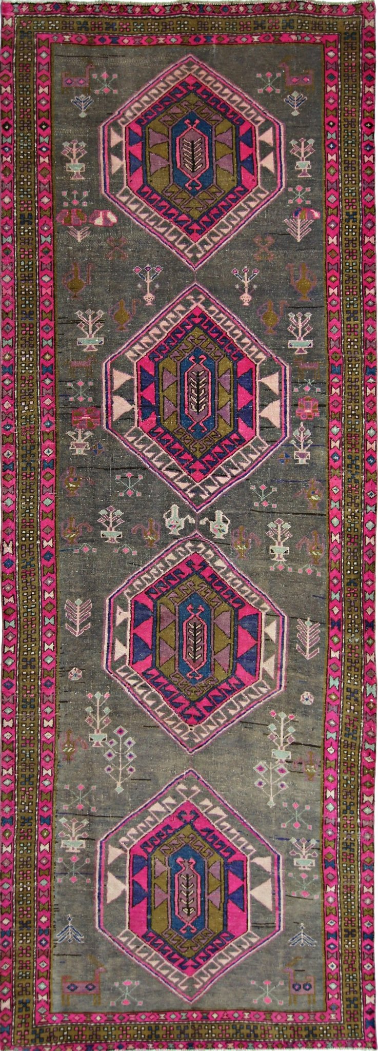 Handmade Vintage Persian Hallway Runner | 298 x 106 cm | 9'9" x 3'6" - Najaf Rugs & Textile