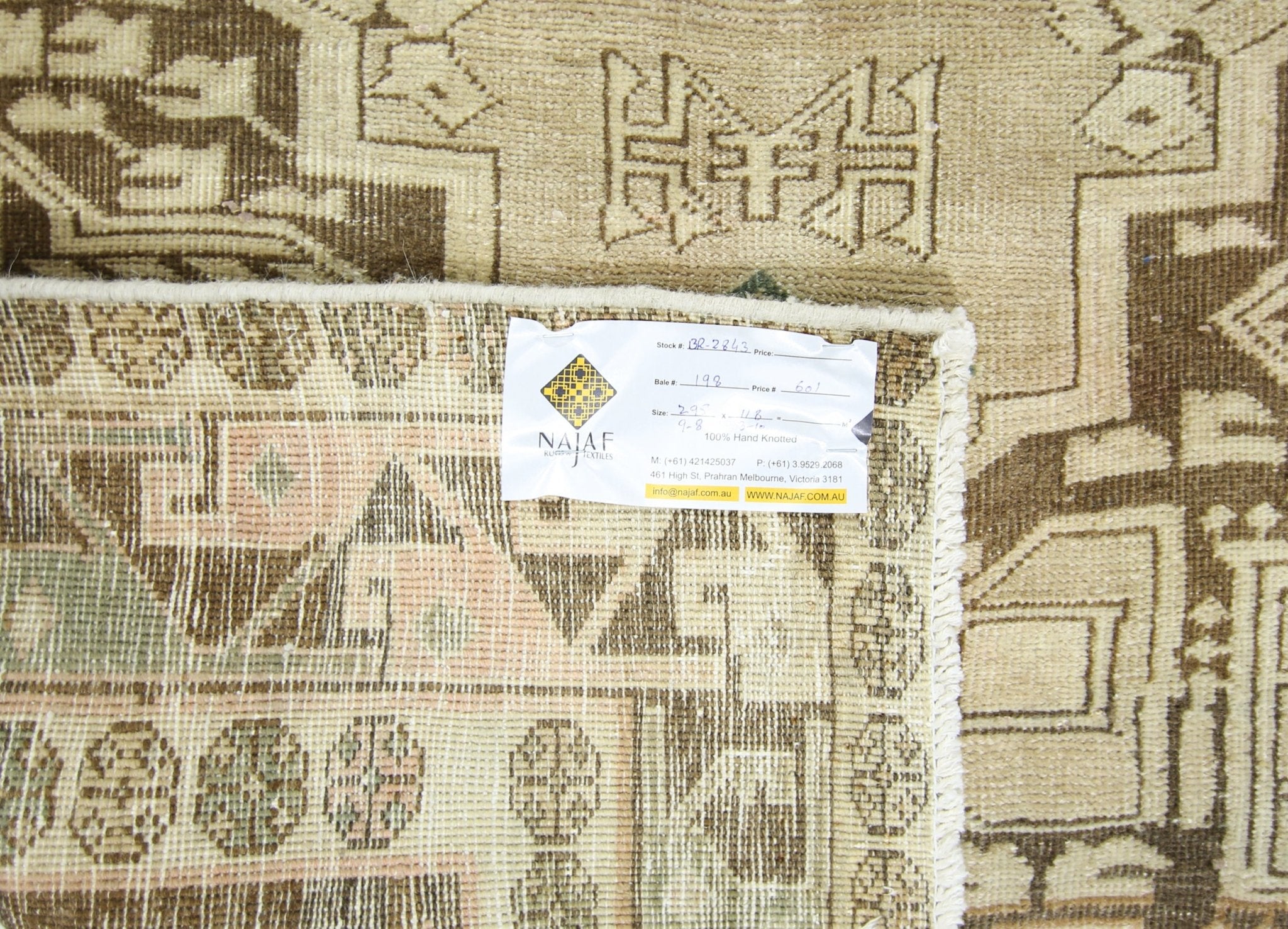 Handmade Vintage Persian Hallway Runner | 298 x 118 cm | 9'8" x 3'10" - Najaf Rugs & Textile