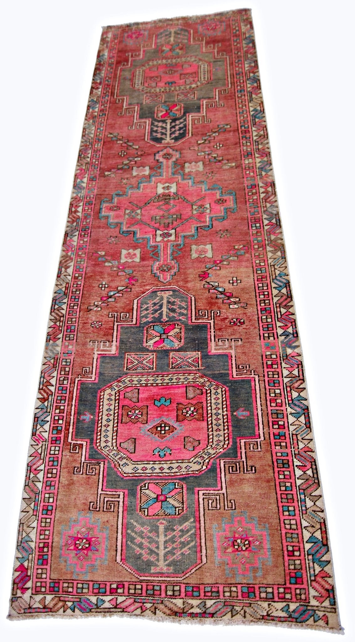 Handmade Vintage Persian Hallway Runner | 299 x 100 cm | 9'10" x 3'3" - Najaf Rugs & Textile