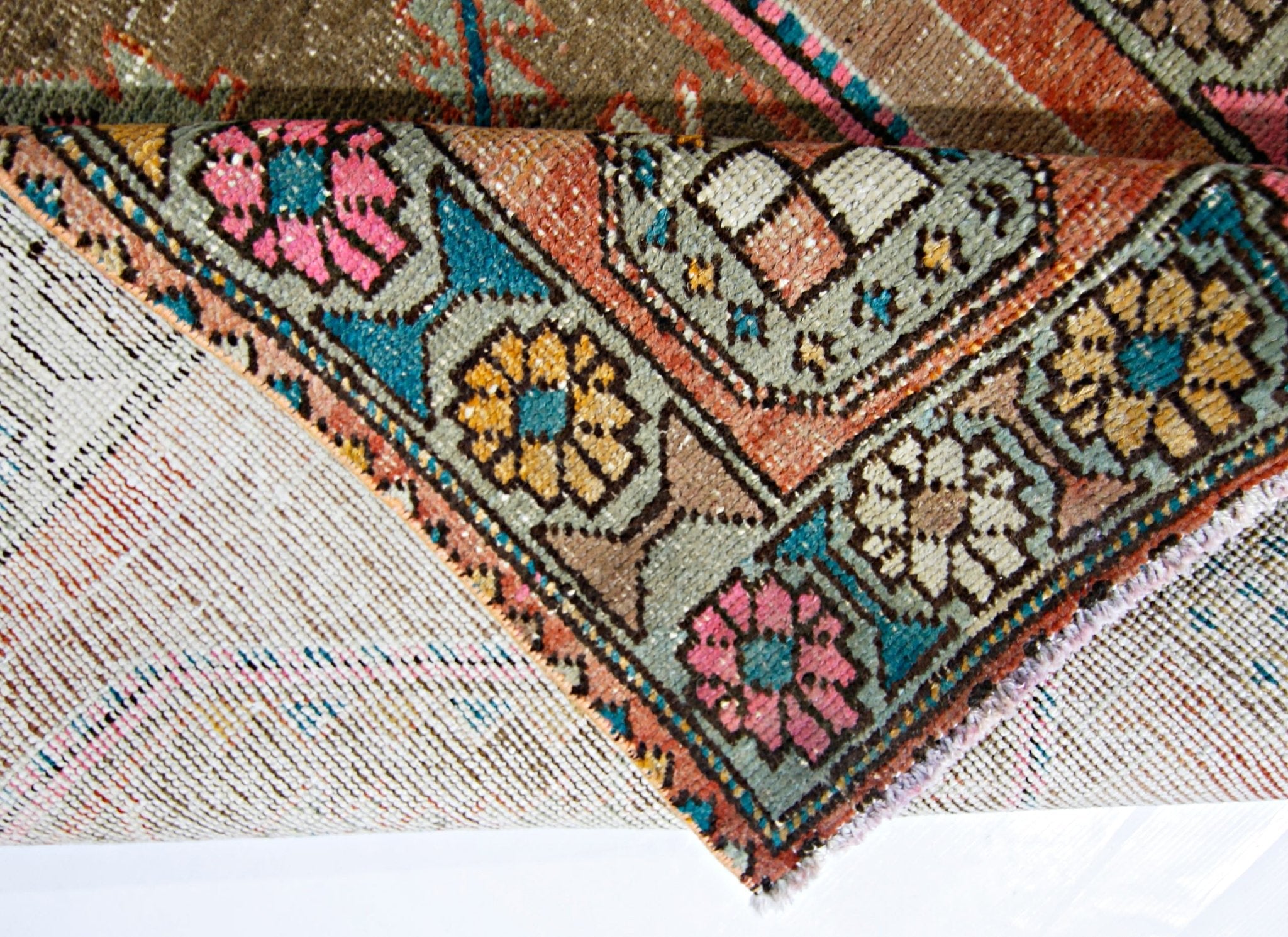 Handmade Vintage Persian Hallway Runner | 300 x 97 cm | 9'10" x 3'2" - Najaf Rugs & Textile