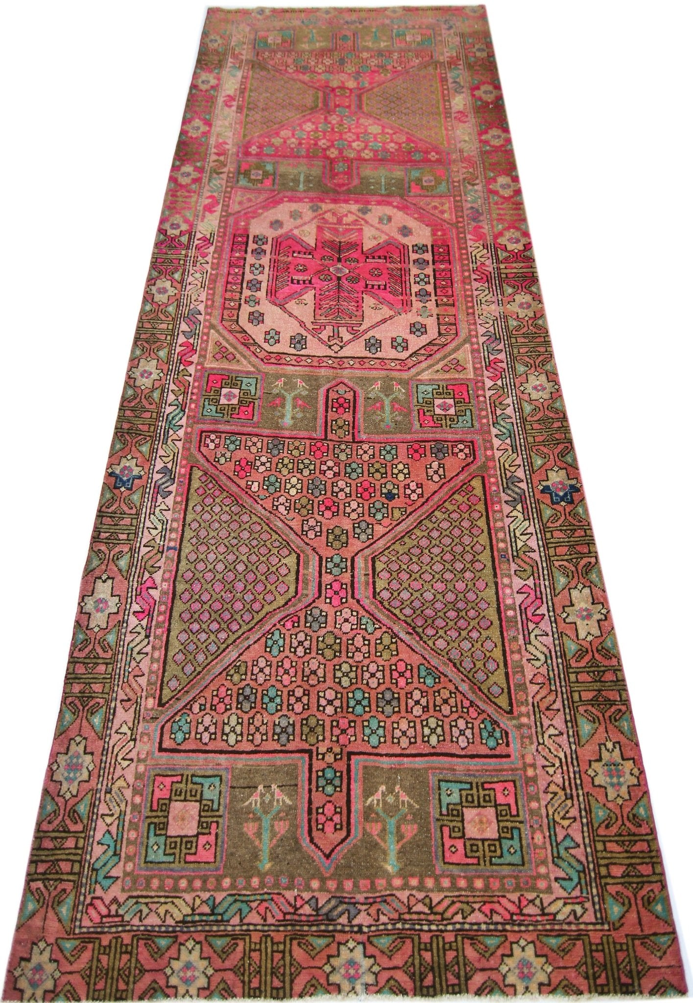 Handmade Vintage Persian Hallway Runner | 301 x 118 cm | 9'10" x 3'10" - Najaf Rugs & Textile