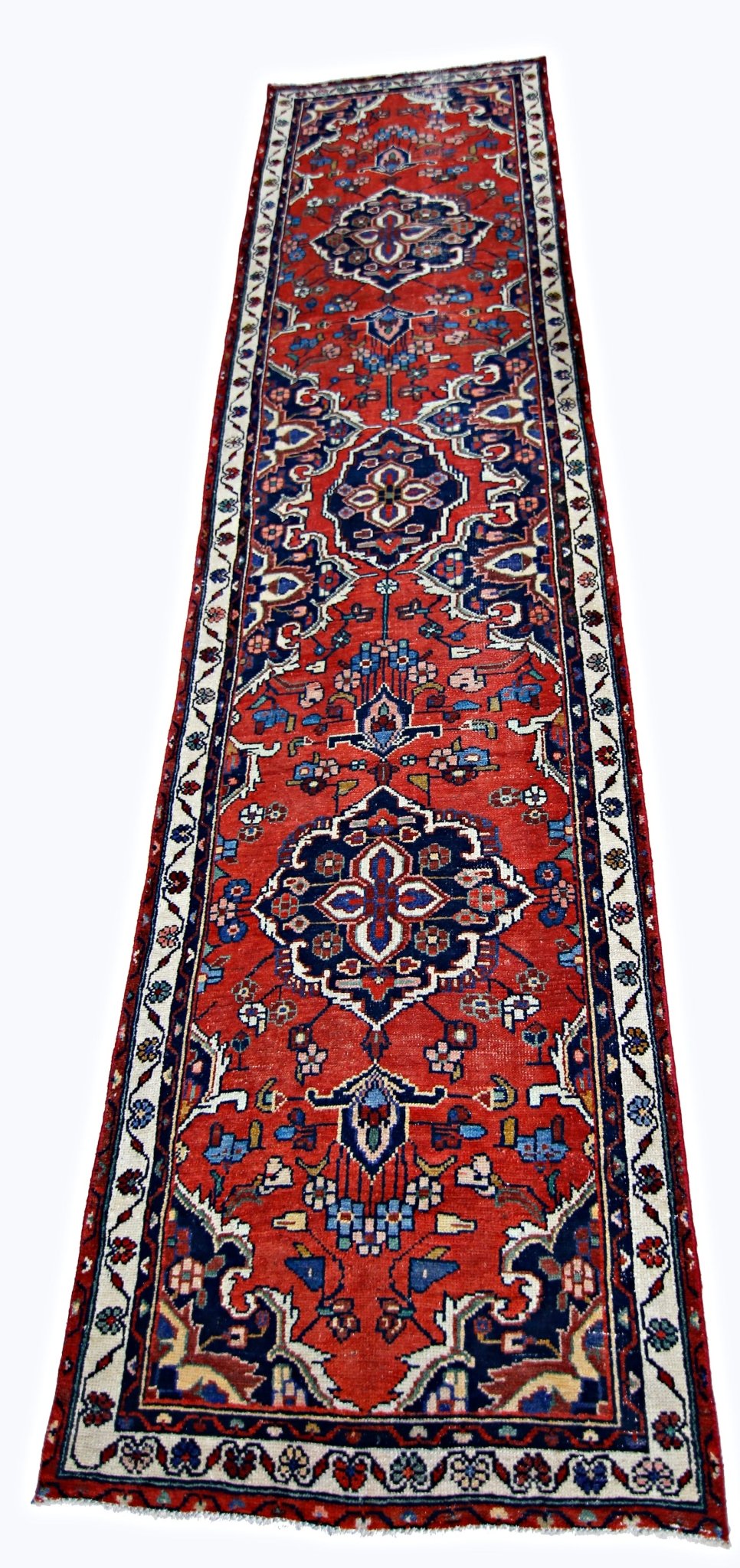 Handmade Vintage Persian Hallway Runner | 301 x 76 cm | 9'10"" x 2'6" - Najaf Rugs & Textile