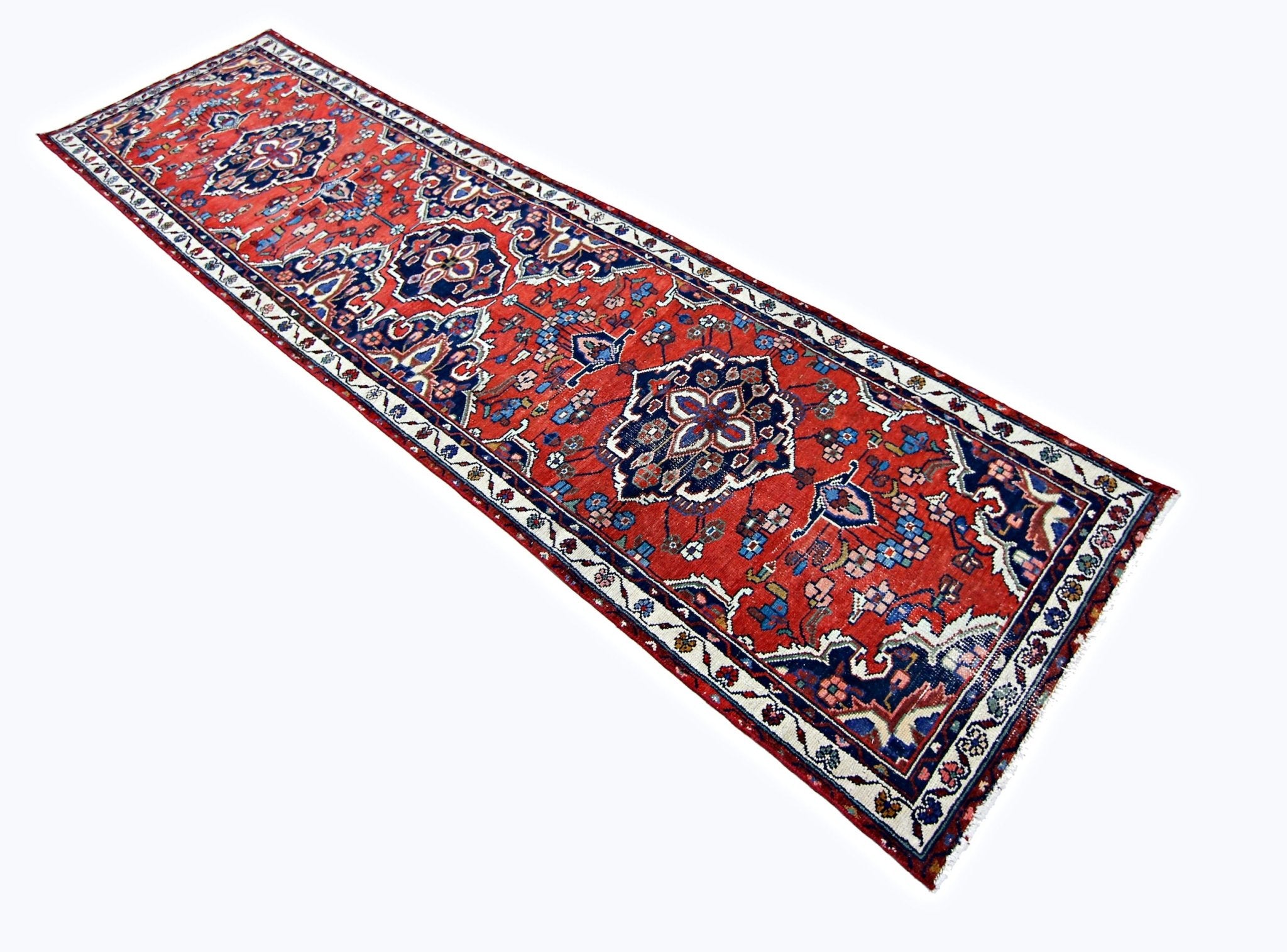 Handmade Vintage Persian Hallway Runner | 301 x 76 cm | 9'10"" x 2'6" - Najaf Rugs & Textile