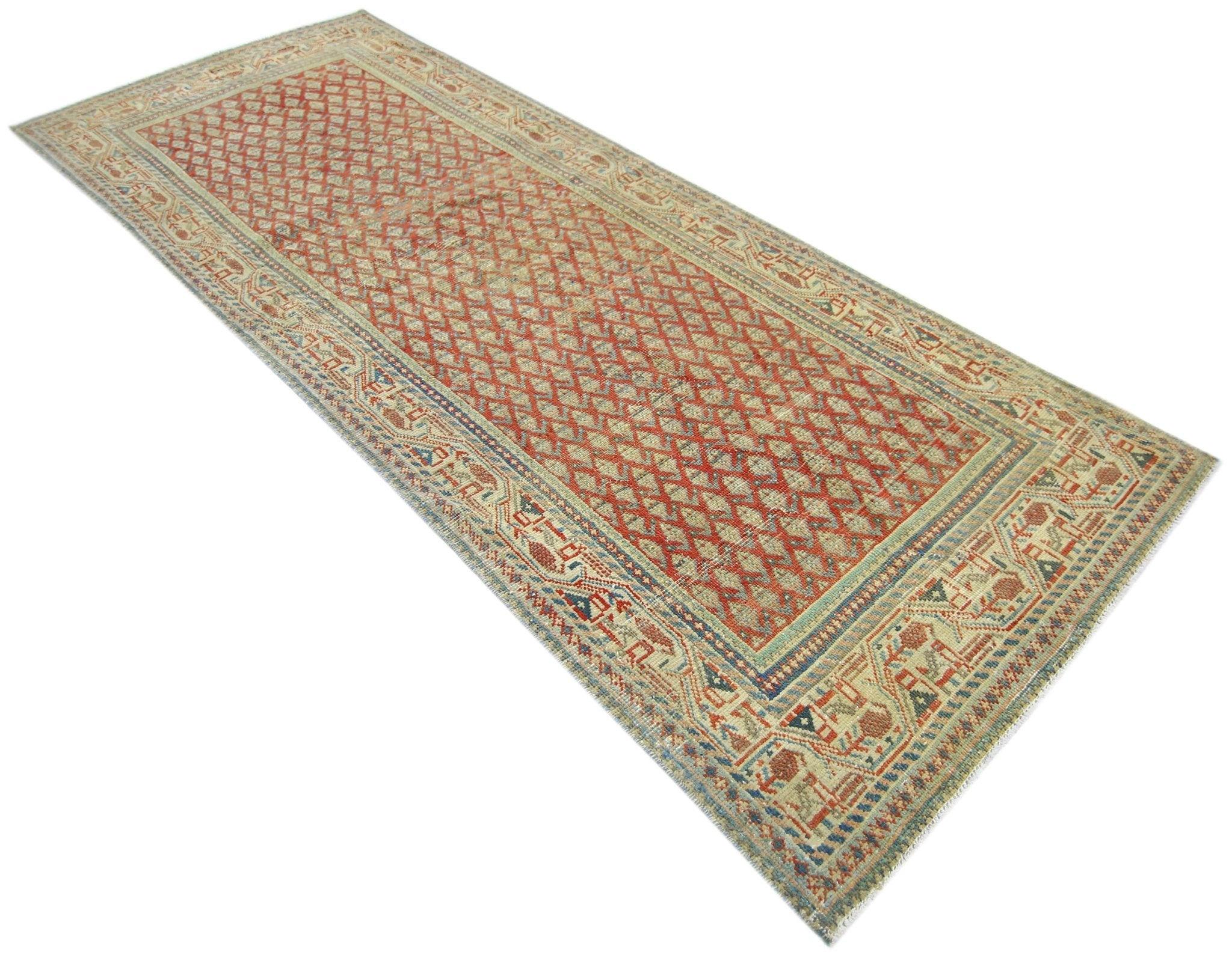 Handmade Vintage Persian Hallway Runner | 302 x 111 cm | 9'11" x 3'8" - Najaf Rugs & Textile