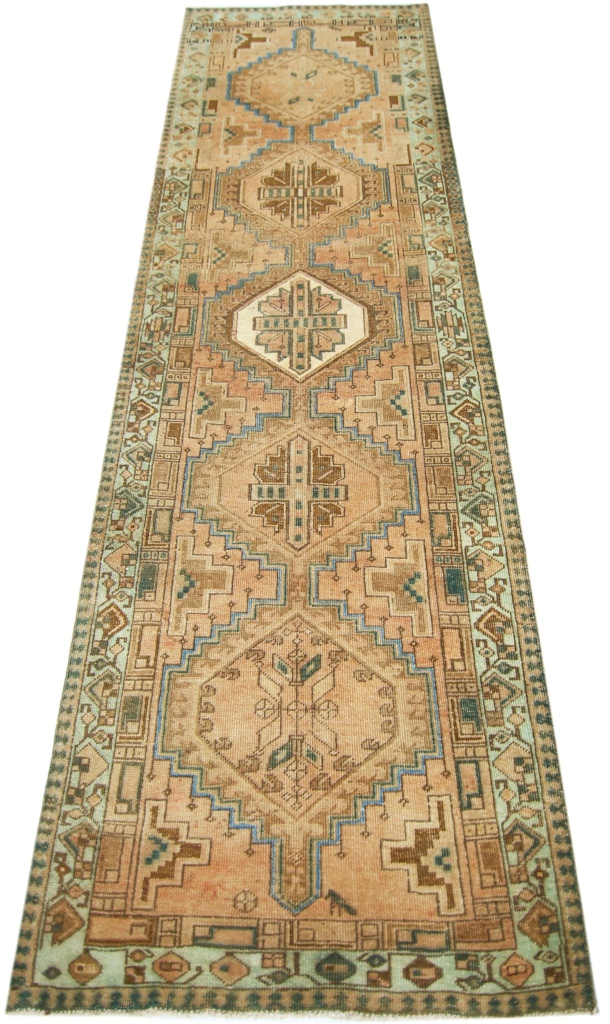 Handmade Vintage Persian Hallway Runner | 303 x 99 cm | 9'11" x 3'3" - Najaf Rugs & Textile