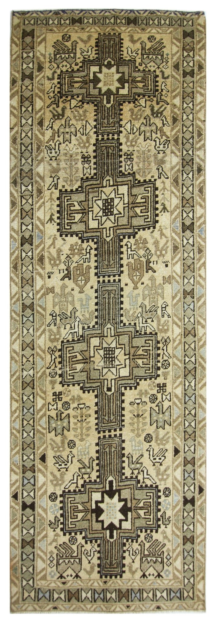 Handmade Vintage Persian Hallway Runner | 306 x 102 cm | 10'1" x 3'4" - Najaf Rugs & Textile