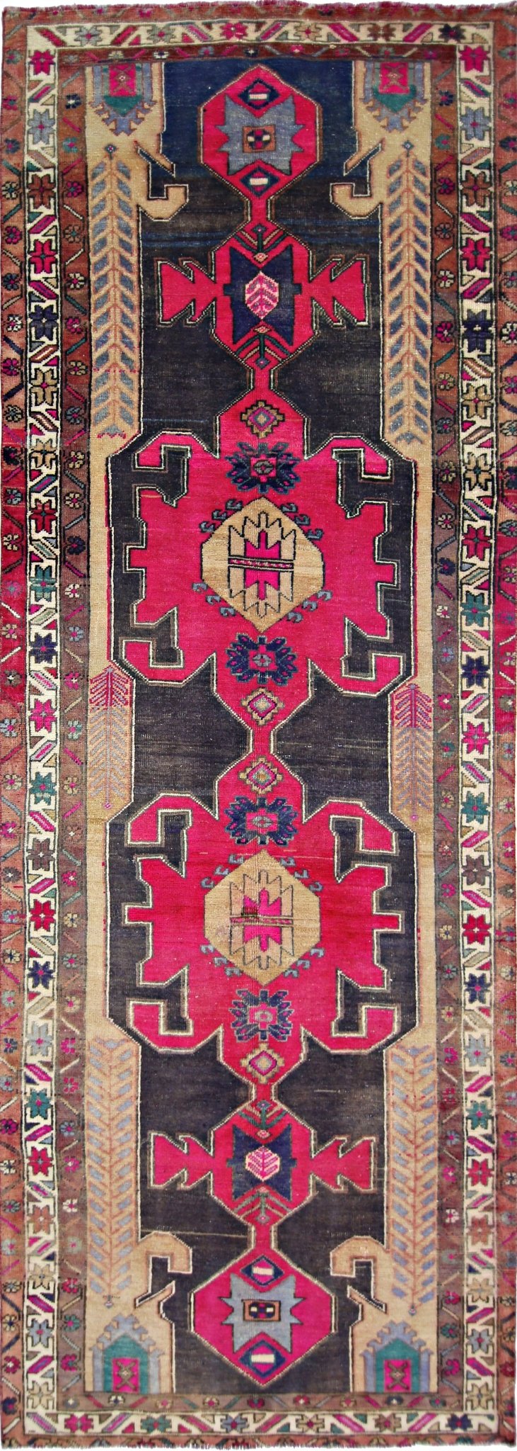 Handmade Vintage Persian Hallway Runner | 306 x 106 cm | 10' x 3'6" - Najaf Rugs & Textile