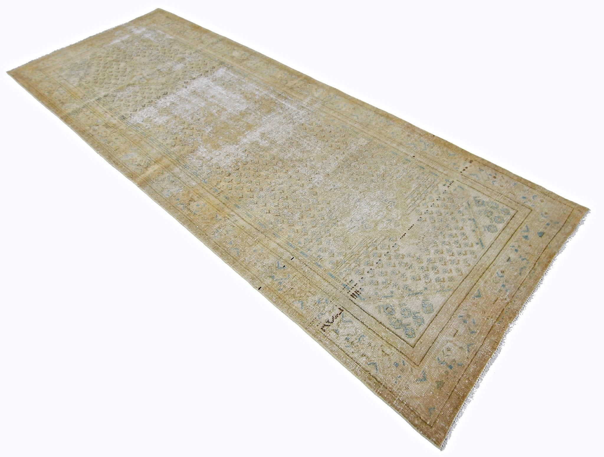 Handmade Vintage Persian Hallway Runner | 306 x 108 cm | 10'1" x 3'6" - Najaf Rugs & Textile