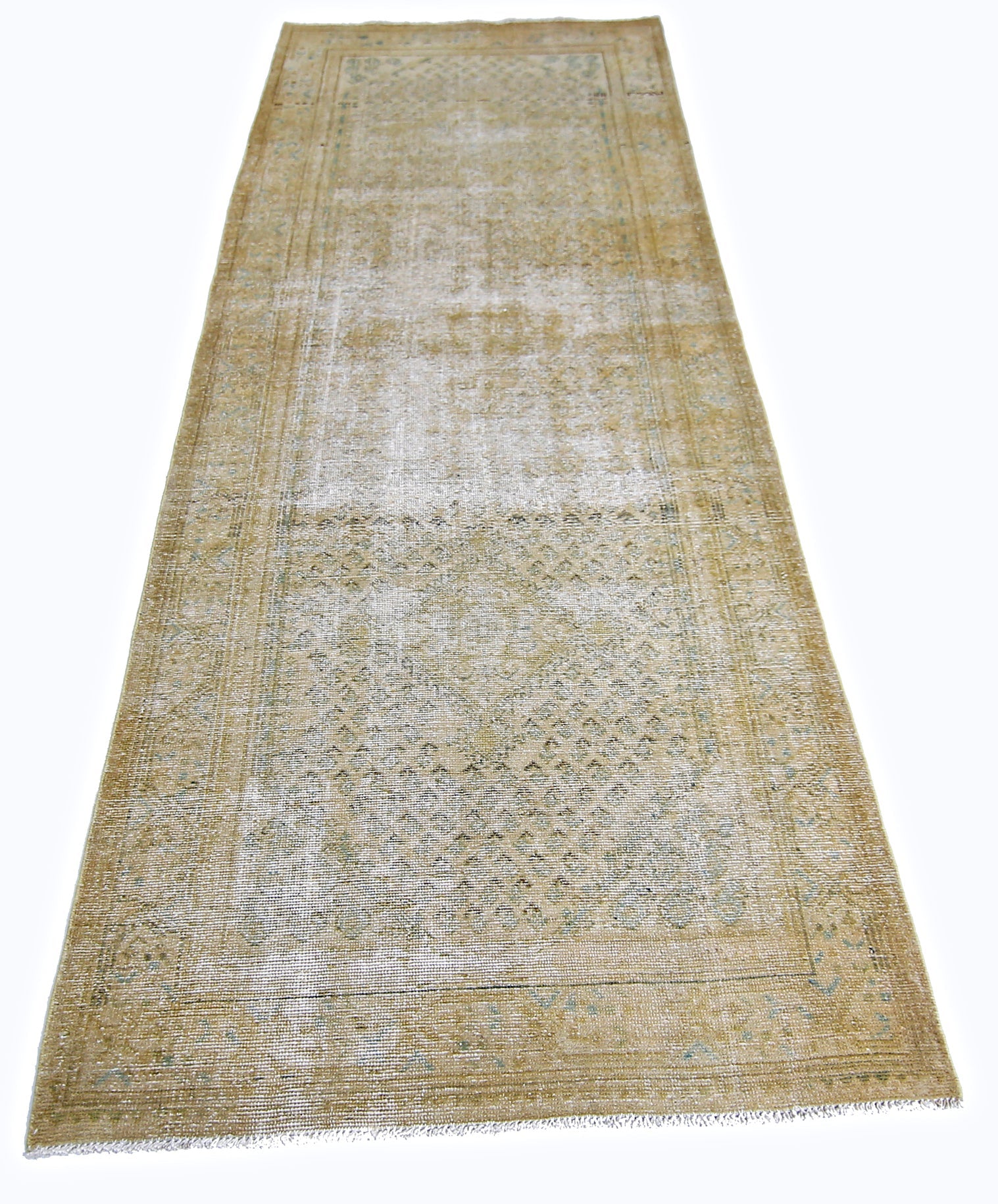 Handmade Vintage Persian Hallway Runner | 306 x 108 cm | 10'1" x 3'6" - Najaf Rugs & Textile