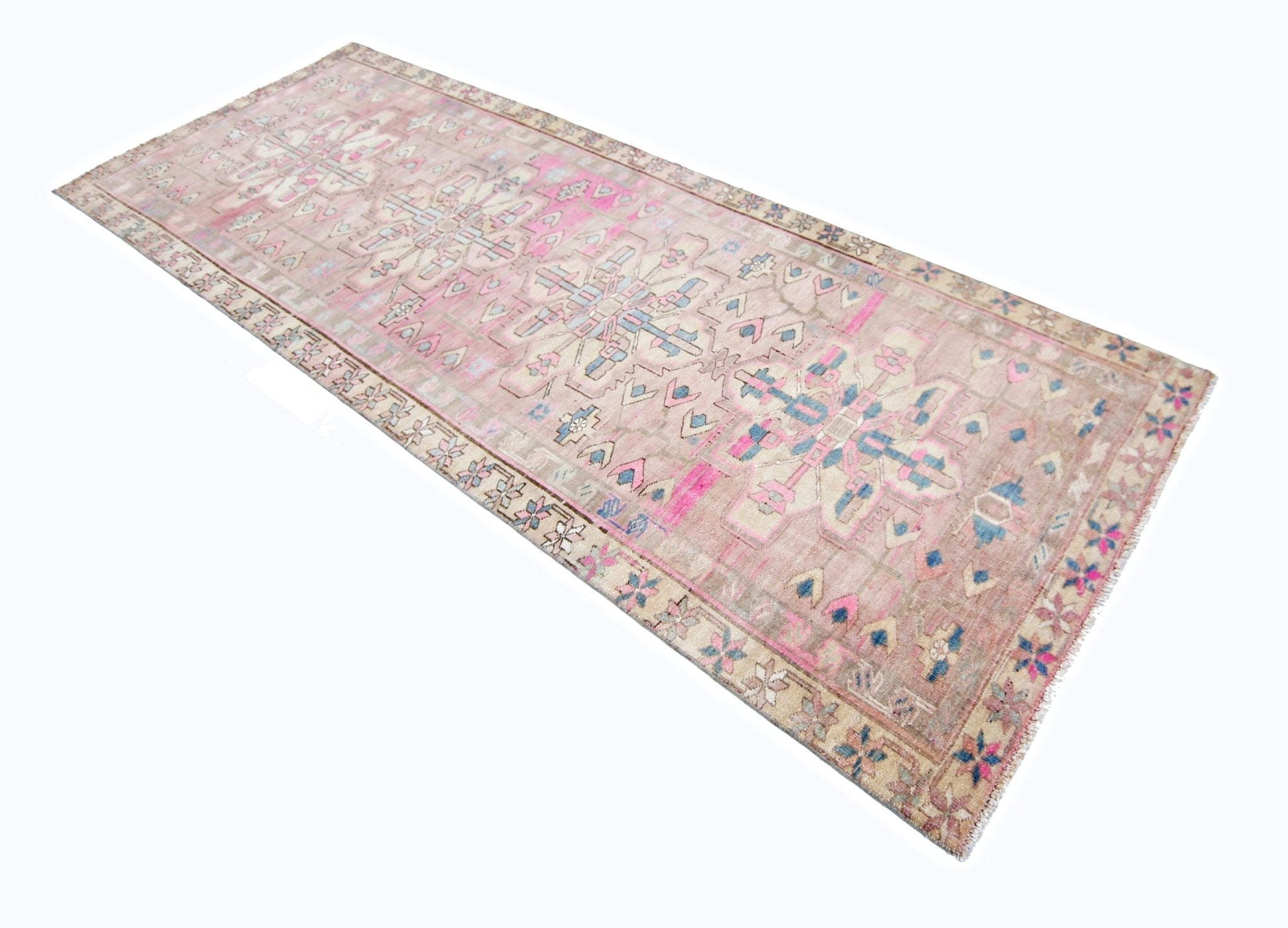 Handmade Vintage Persian Hallway Runner | 307 x 110 cm | 10'1" x 3'7" - Najaf Rugs & Textile