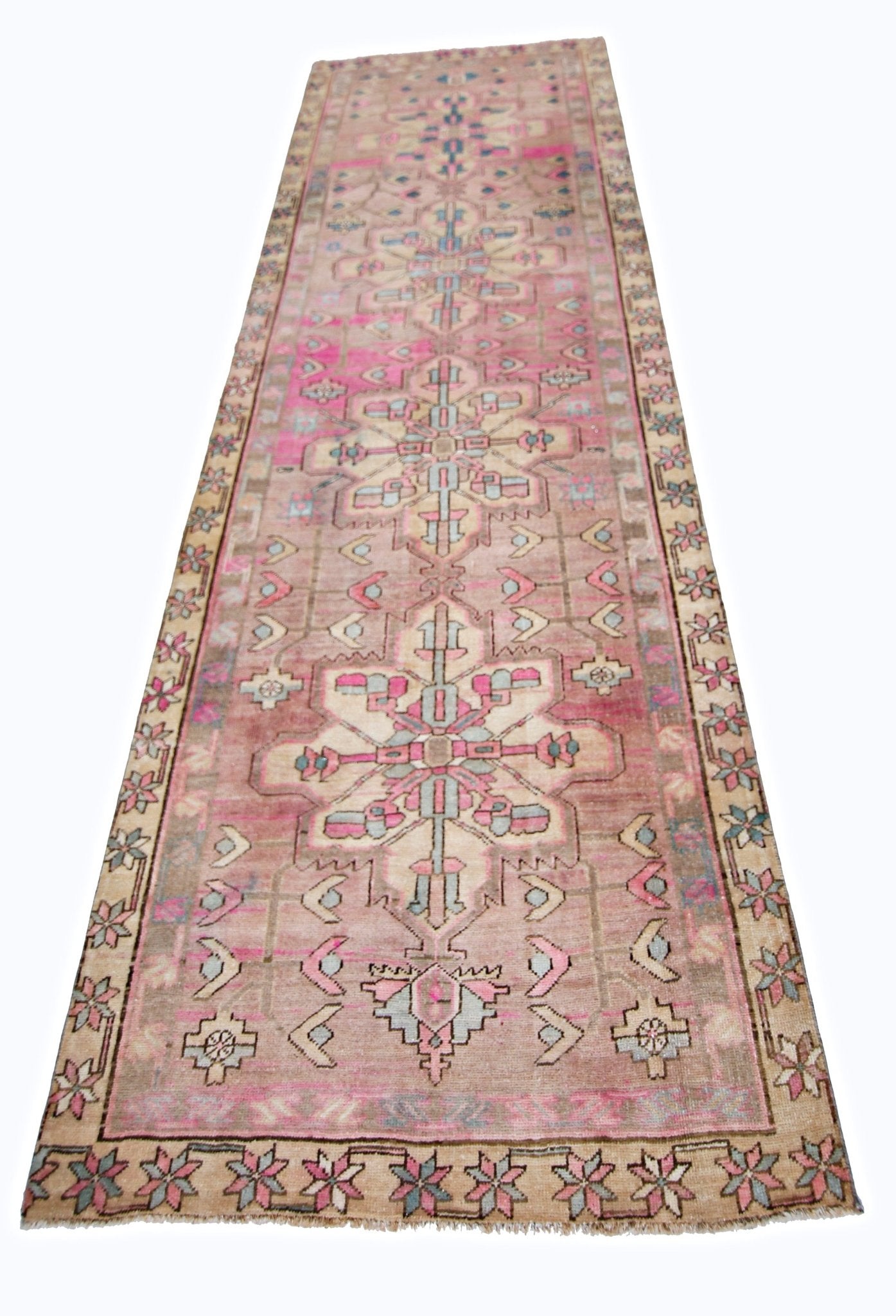 Handmade Vintage Persian Hallway Runner | 307 x 110 cm | 10'1" x 3'7" - Najaf Rugs & Textile