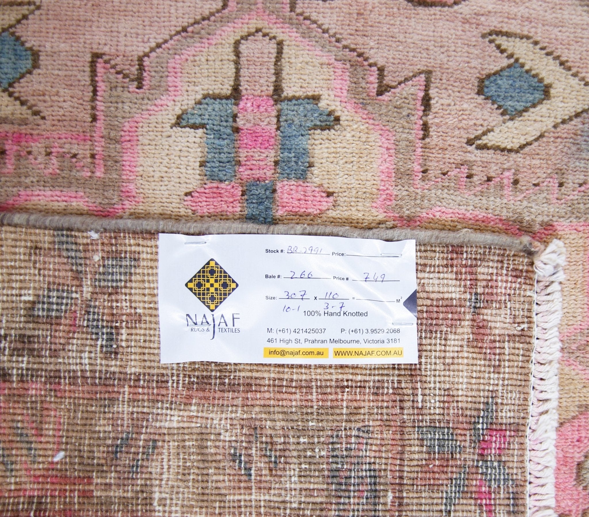 Handmade Vintage Persian Hallway Runner | 307 x 110 cm | 10'1" x 3'7" - Najaf Rugs & Textile
