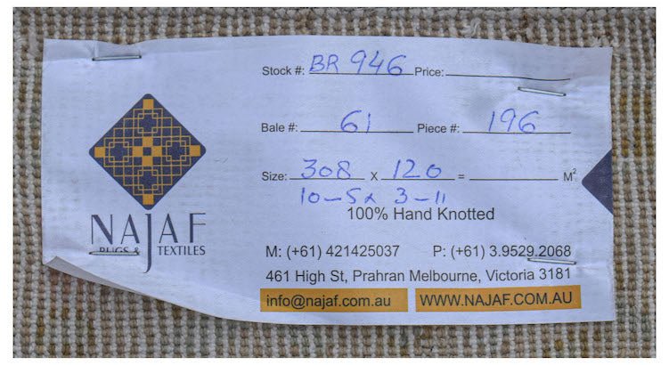 Handmade Vintage Persian Hallway Runner | 308 x 120 cm | 10'5" x 3'11" - Najaf Rugs & Textile