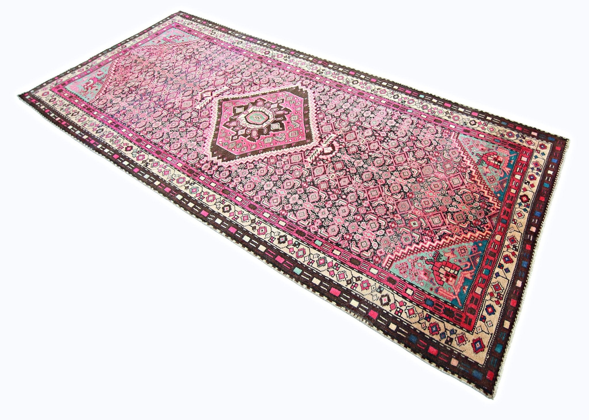 Handmade Vintage Persian Hallway Runner | 308 x 136 cm | 10'1" x 4'5" - Najaf Rugs & Textile