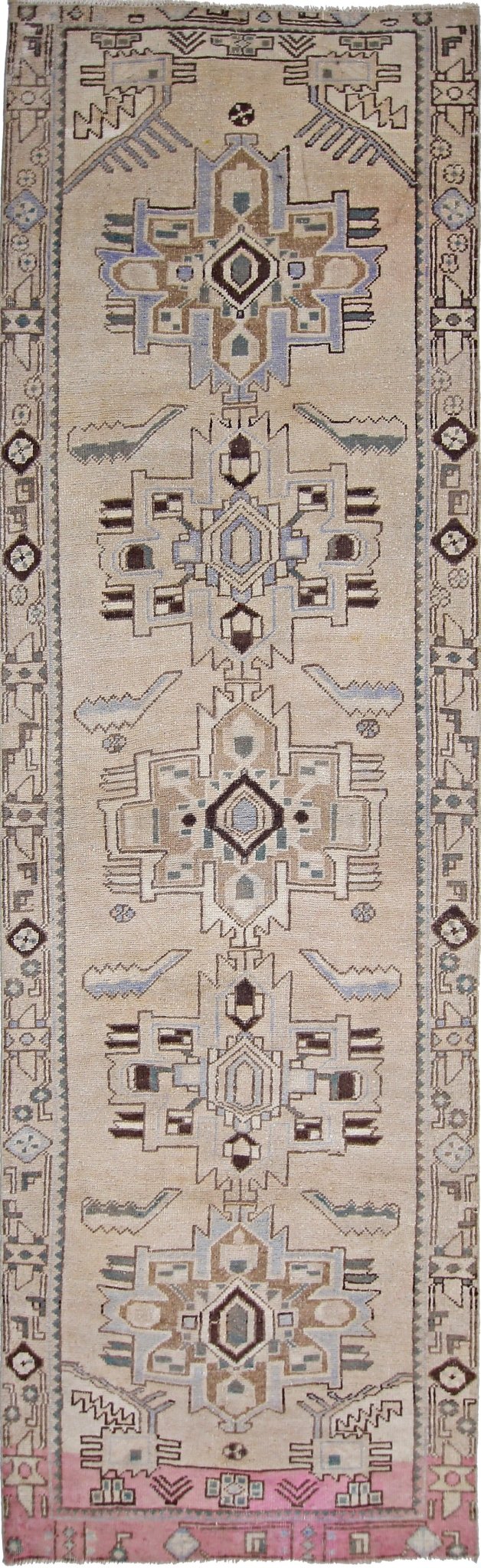 Handmade Vintage Persian Hallway Runner | 308 x 95 cm | 10'1" x 3'1" - Najaf Rugs & Textile