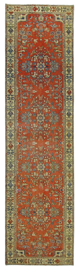 Handmade Vintage Persian Hallway Runner | 312 x 75 cm | 10'3" x 2'6" - Najaf Rugs & Textile