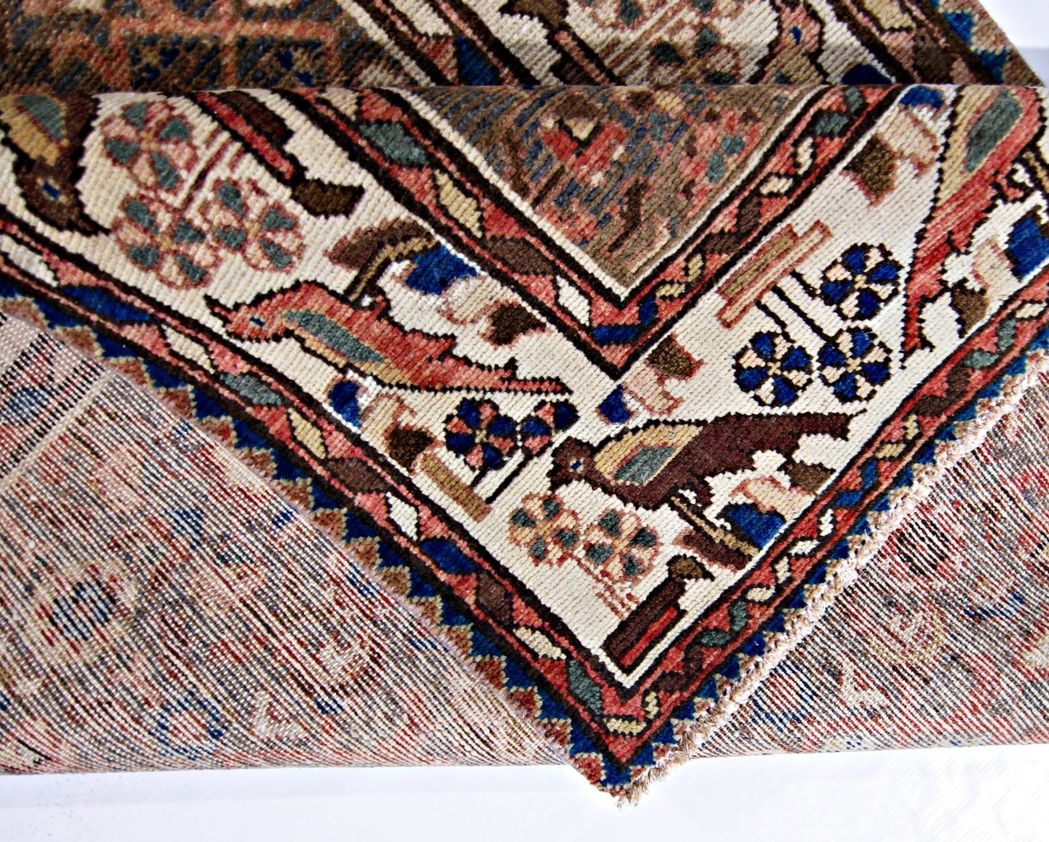 Handmade Vintage Persian Hallway Runner | 313 x 113 cm | 10'3" x 3'8" - Najaf Rugs & Textile