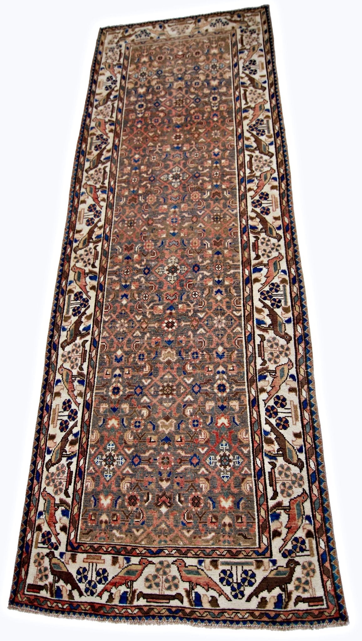 Handmade Vintage Persian Hallway Runner | 313 x 113 cm | 10'3" x 3'8" - Najaf Rugs & Textile