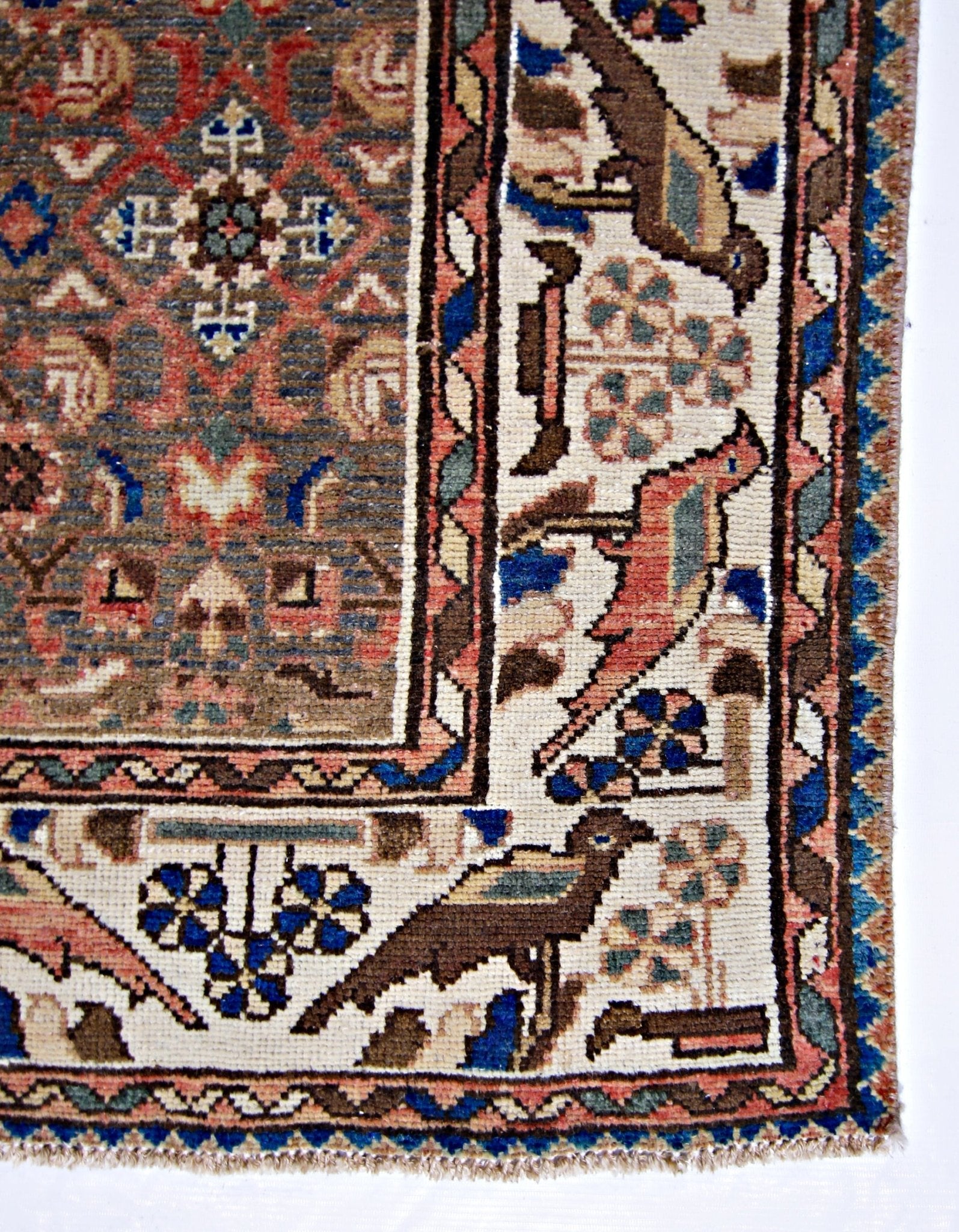 Handmade Vintage Persian Hallway Runner | 313 x 113 cm | 10'3" x 3'8" - Najaf Rugs & Textile