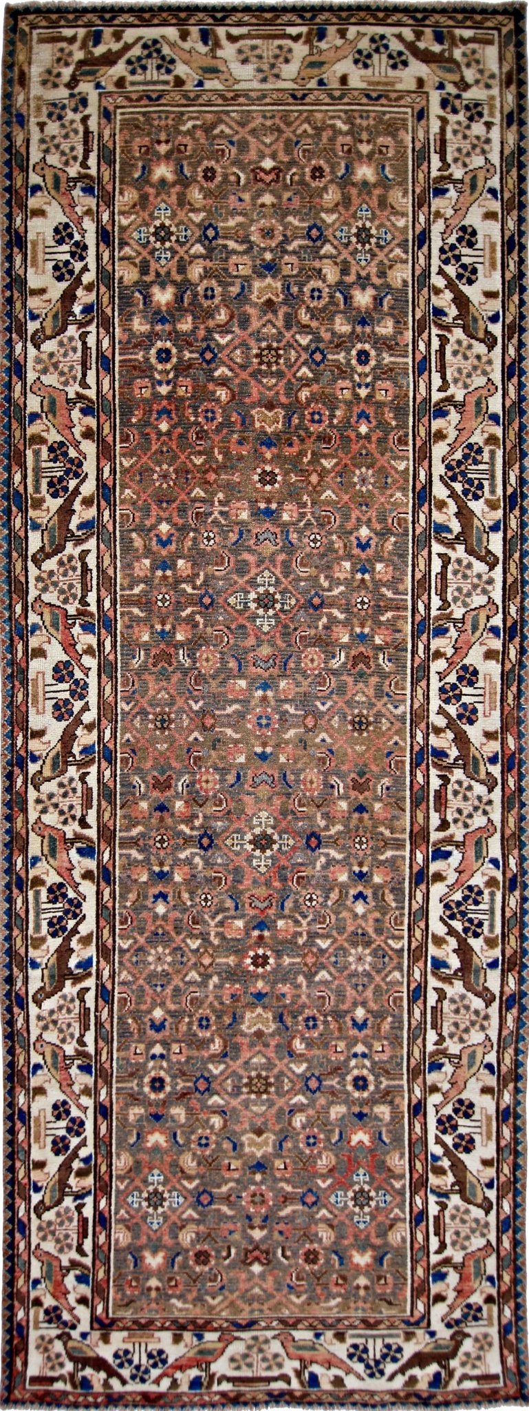 Handmade Vintage Persian Hallway Runner | 313 x 113 cm | 10'3" x 3'8" - Najaf Rugs & Textile