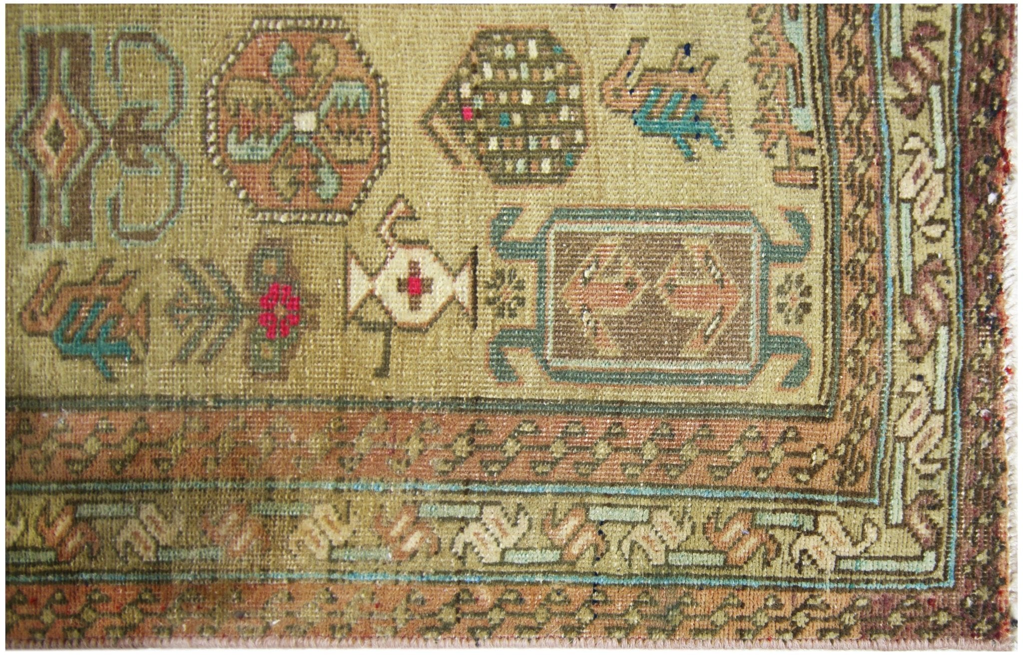 Handmade Vintage Persian Hallway Runner | 313 x 96 cm | 10'3" x 3'2" - Najaf Rugs & Textile