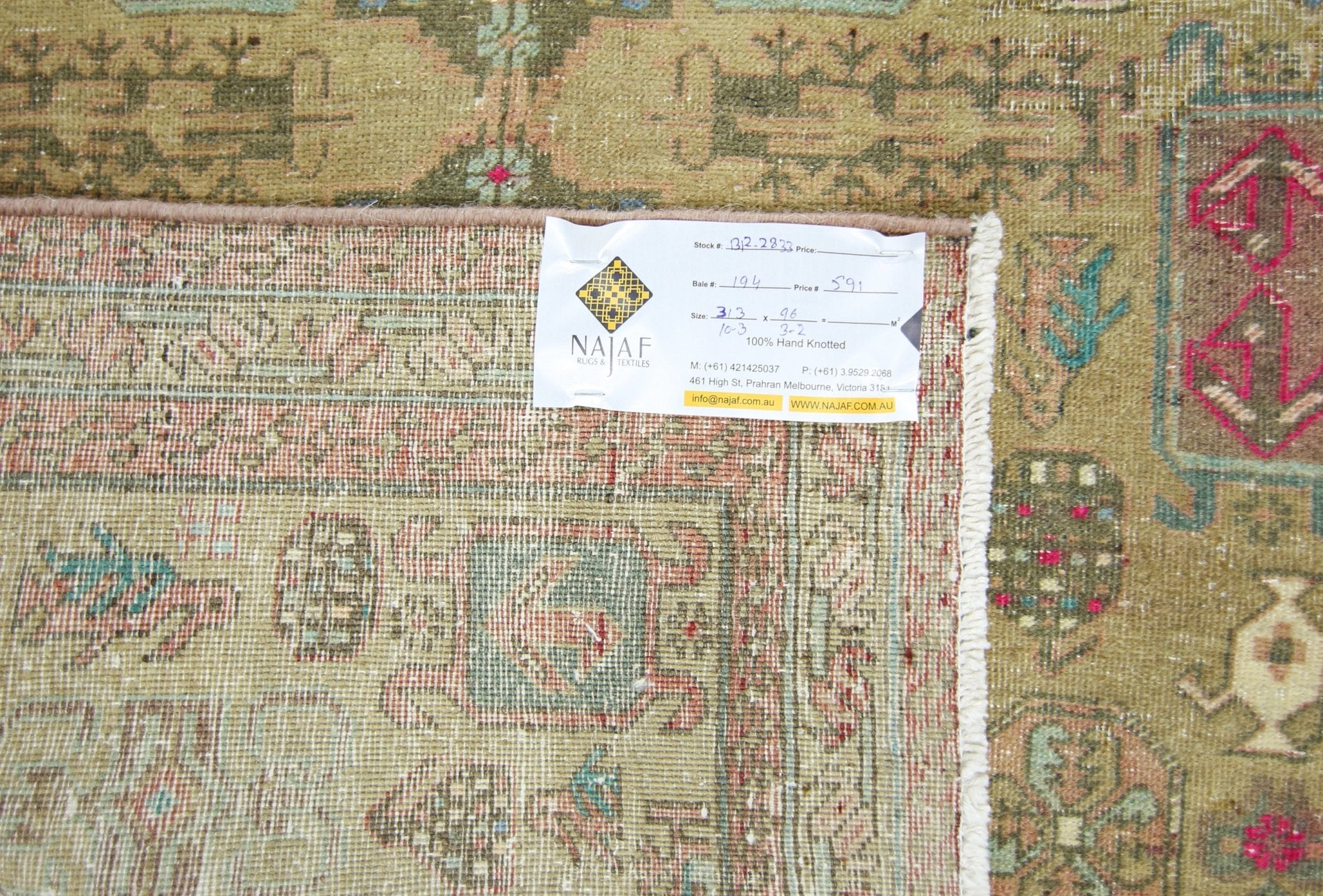 Handmade Vintage Persian Hallway Runner | 313 x 96 cm | 10'3" x 3'2" - Najaf Rugs & Textile