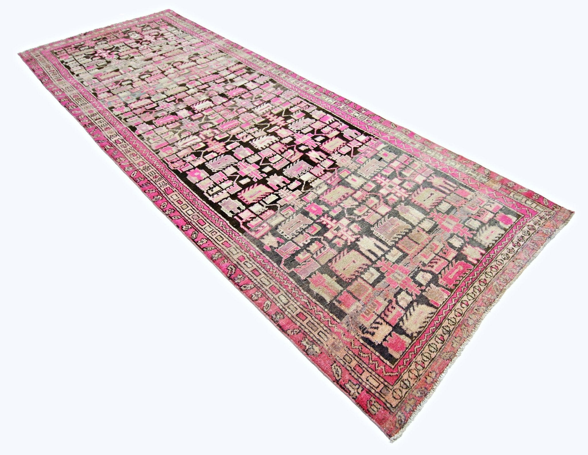 Handmade Vintage Persian Hallway Runner | 314 x 113 cm | 10'4" x 3'8" - Najaf Rugs & Textile