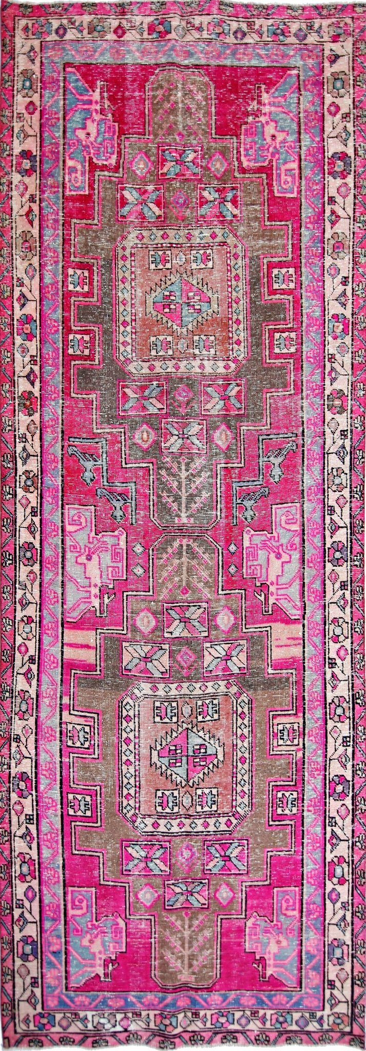 Handmade Vintage Persian Hallway Runner | 317 x 111 cm | 10'5" x 3'8" - Najaf Rugs & Textile