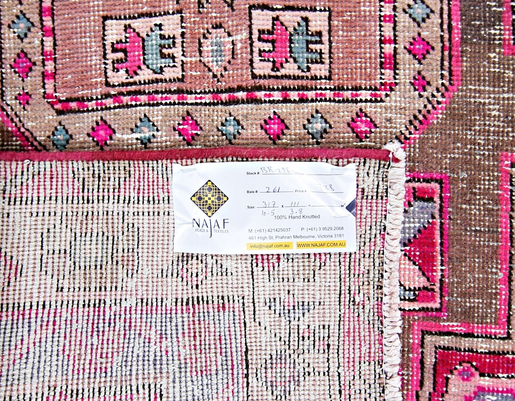 Handmade Vintage Persian Hallway Runner | 317 x 111 cm | 10'5" x 3'8" - Najaf Rugs & Textile