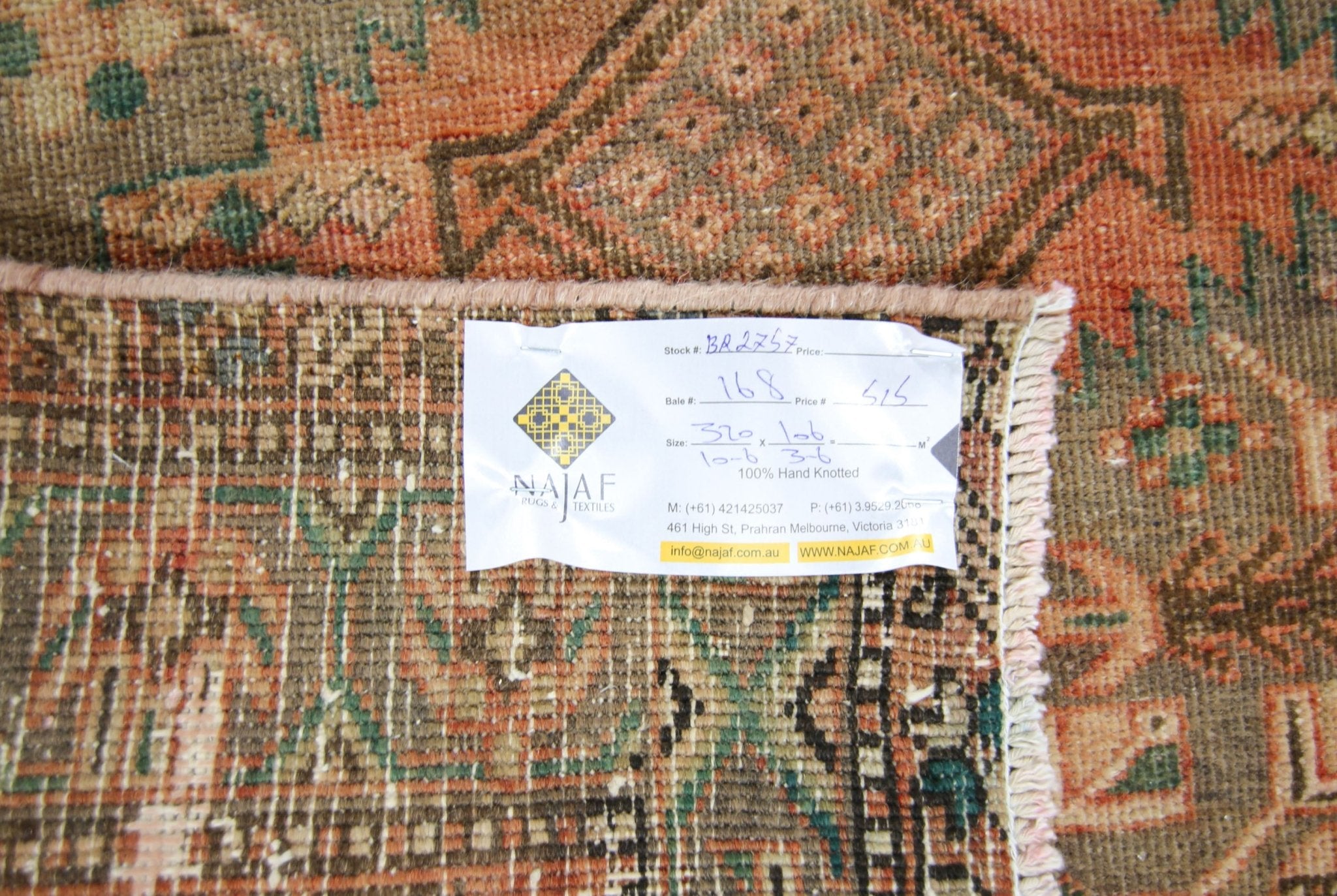 Handmade Vintage Persian Hallway Runner | 320 x 106 cm | 10'6" x 3'6" - Najaf Rugs & Textile