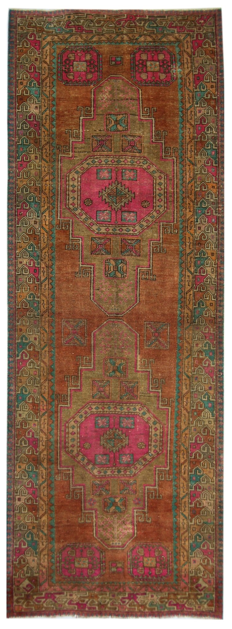 Handmade Vintage Persian Hallway Runner | 321 x 117 cm | 10'6" x 3'10" - Najaf Rugs & Textile